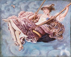 Painting - Martins Lhano - 'Girl on a Swing' (signed)