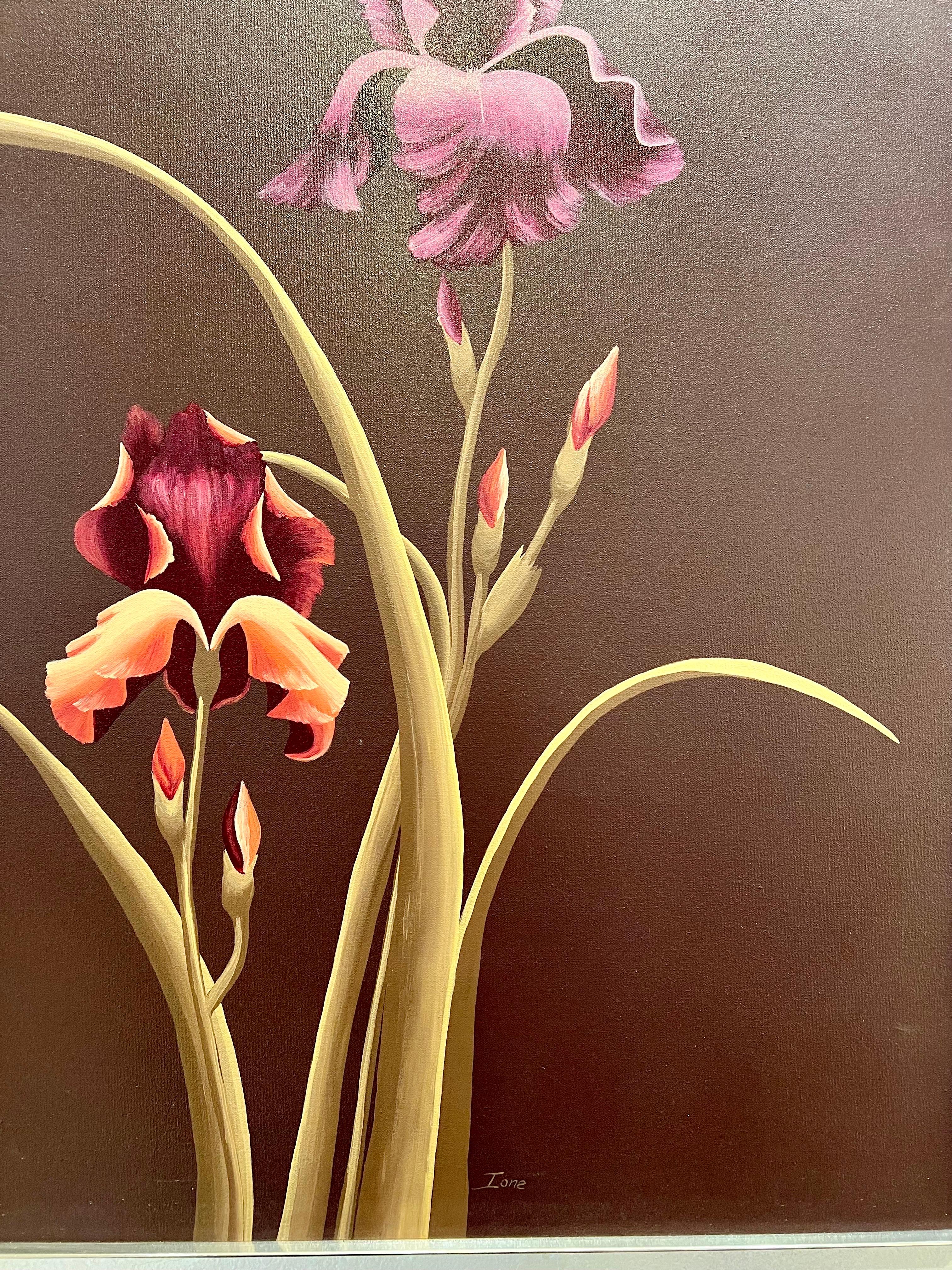 Well done original oil on canvas by artist Ione Citrin nicely framed in aluminium frame, by Ione Citrin with original Harris strong label, great original condition circa 1980s, great condition.