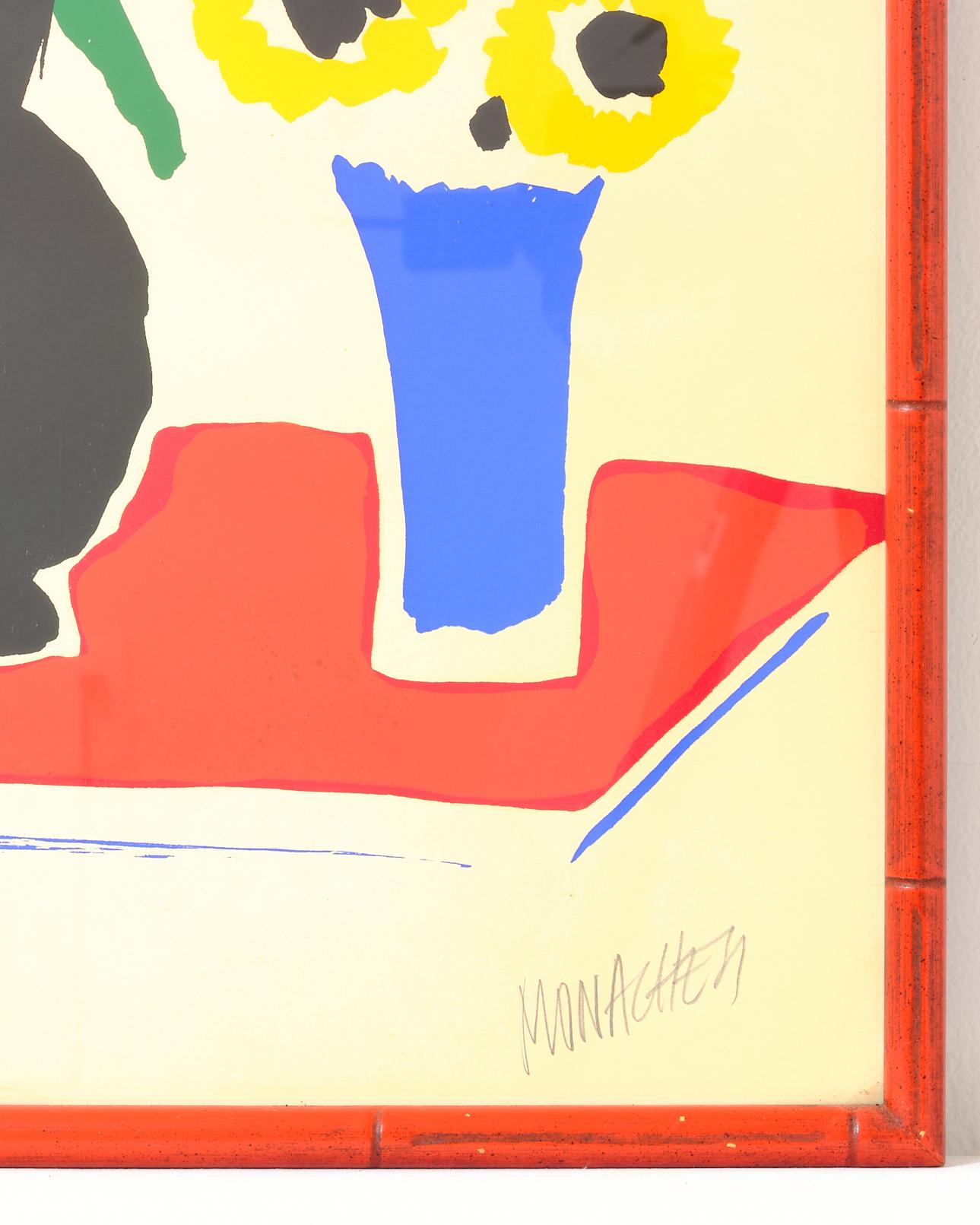 Gemälde, Mitte des Jahrhunderts, Farbcollage eines Blumenmotivs, signiert, um 1950, auf Papier (Moderne) im Angebot
