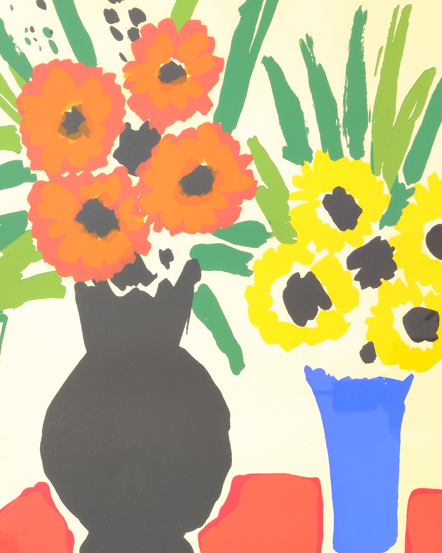 italien Peinture, Midcentury, Color Collage of Flower Motif, C 1950, signée, sur papier en vente