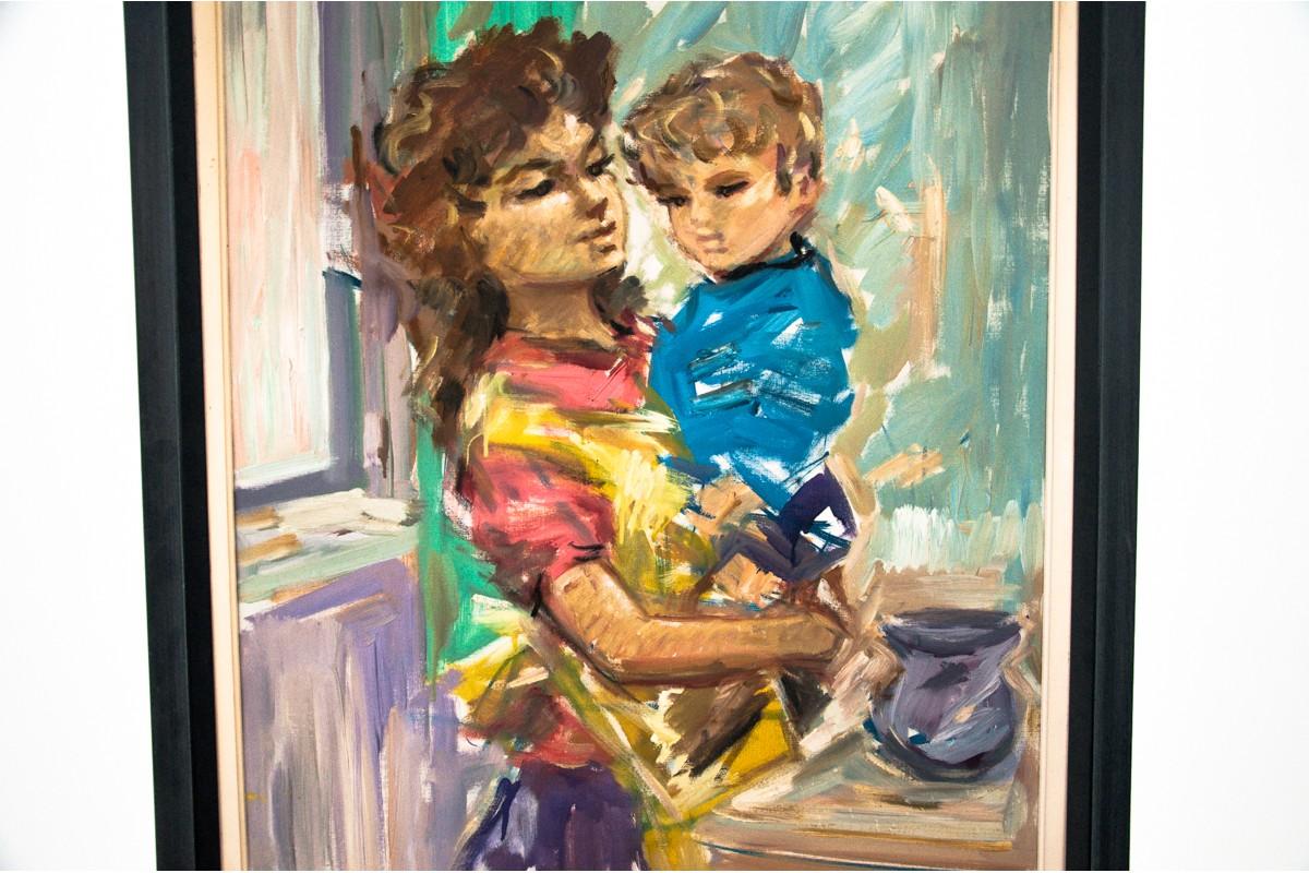 mother and son painting