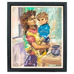 Vintage Painting "Mother with a child"