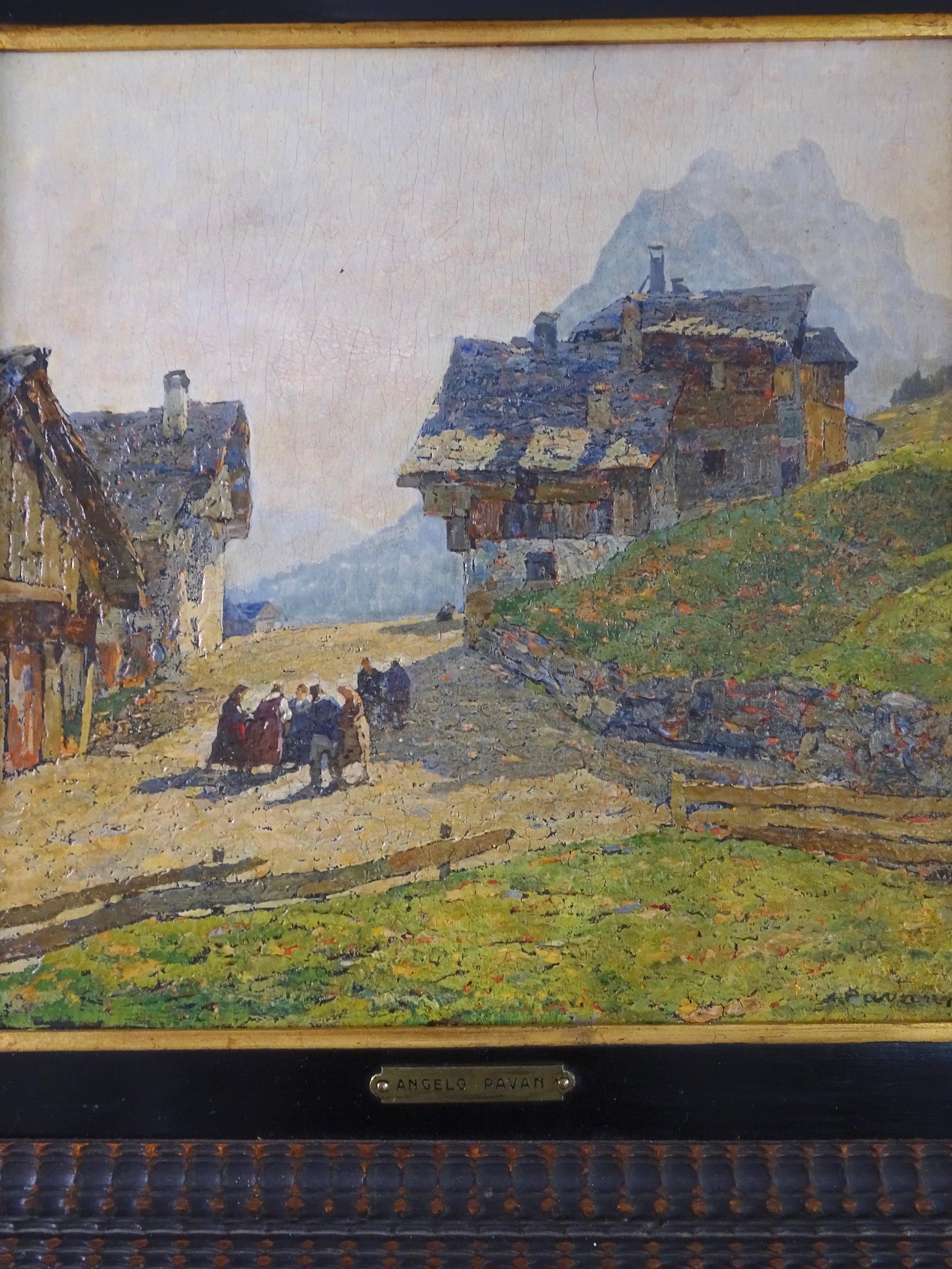 Early 20th Century Painting 'Mountain Landscape' circa 1920, Angelo Pavan For Sale