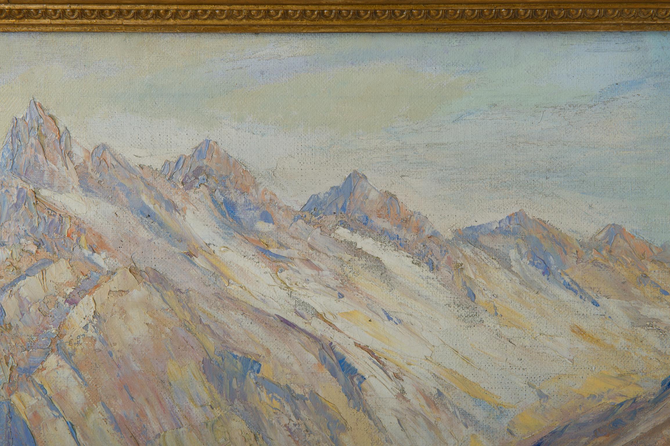 Peinture allemande  Avec paysage de montagne en vente 2