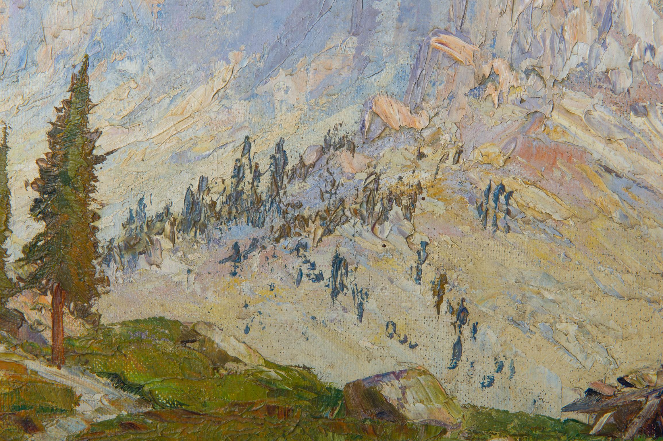 Peinture allemande  Avec paysage de montagne Excellent état - En vente à Alessandria, Piemonte