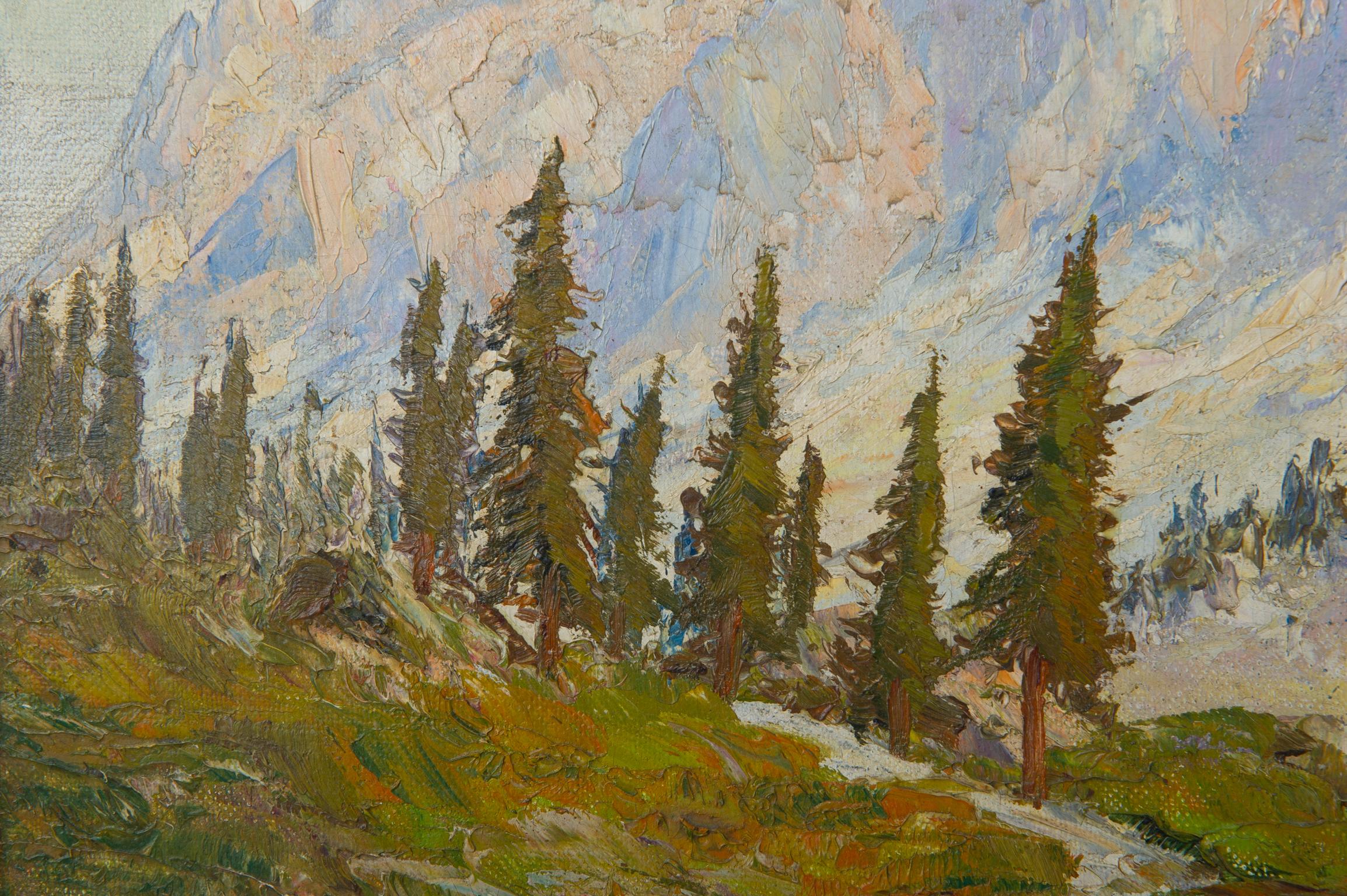 20ième siècle Peinture allemande  Avec paysage de montagne en vente