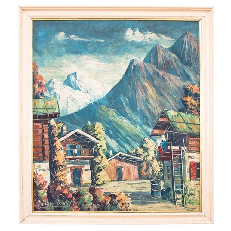 Peinture « Paysage de montagne » en vente