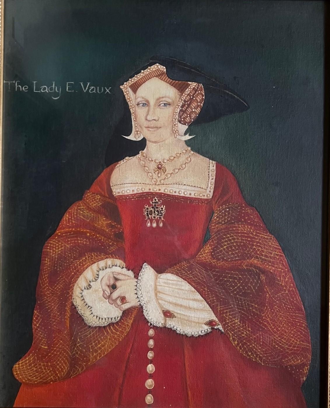 Renaissance Painting of 16th Century Lady E. Vaux, Circa 1970's