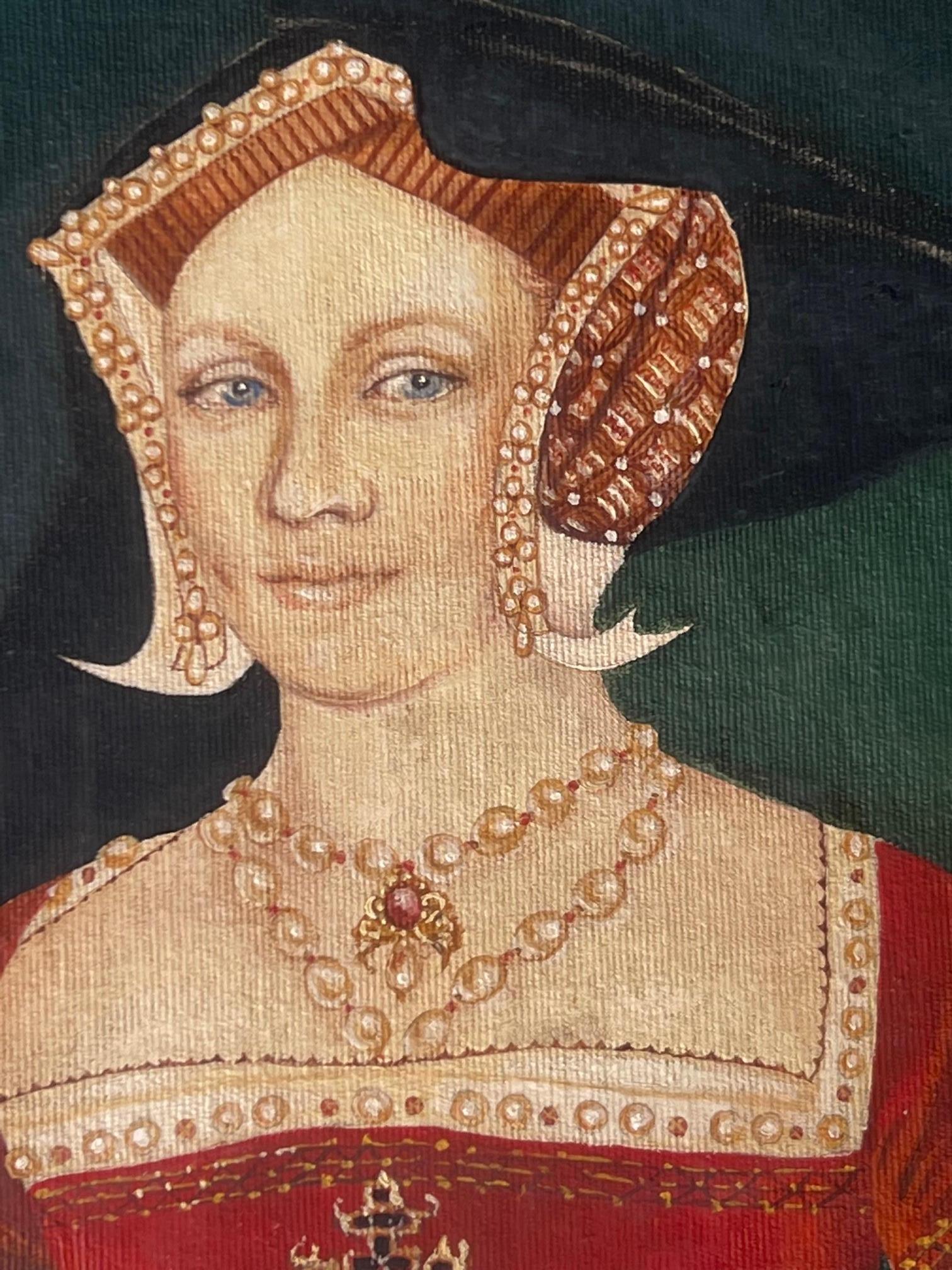 English Painting of 16th Century Lady E. Vaux, Circa 1970's