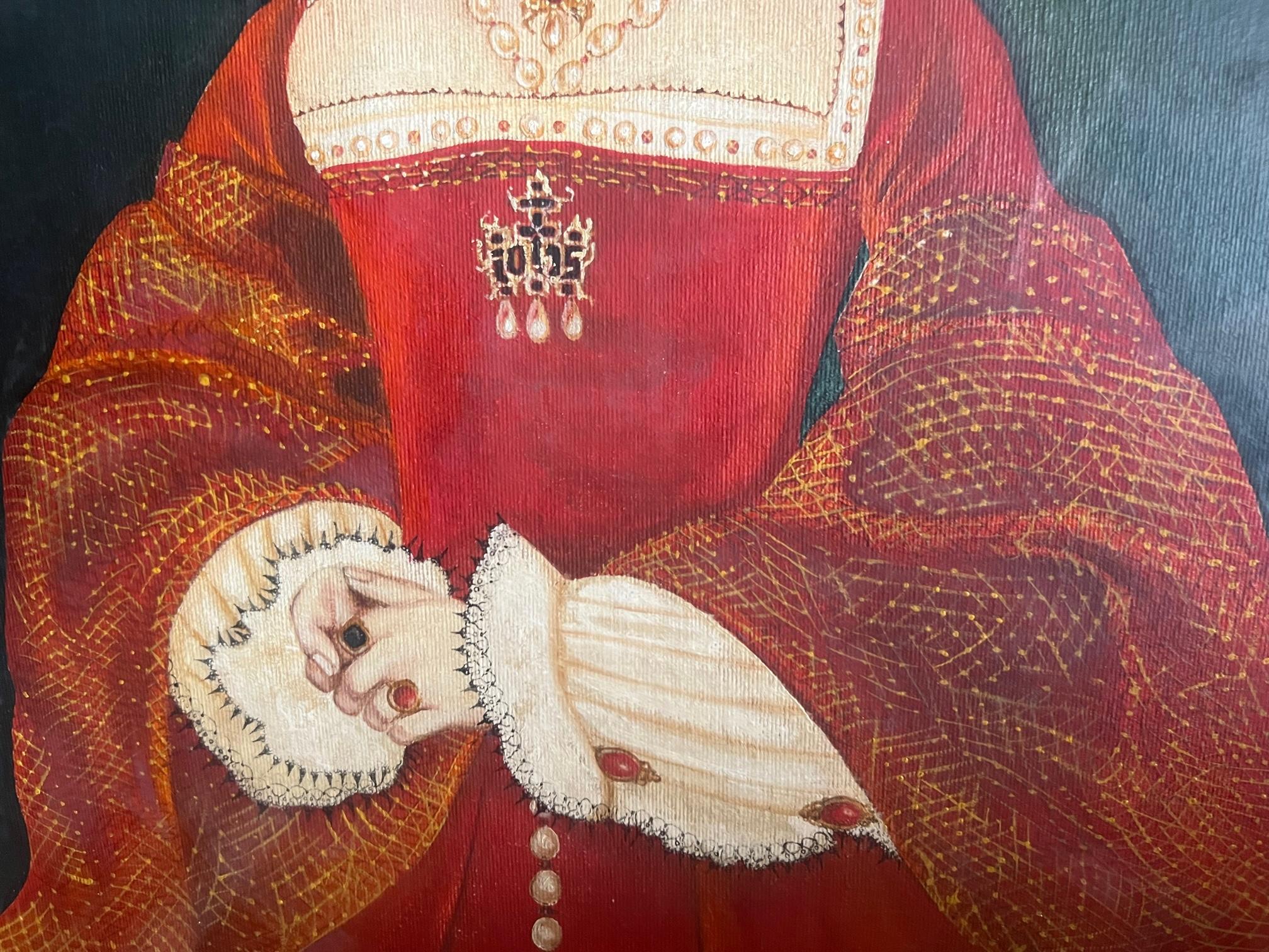 Painting of 16th Century Lady E. Vaux, Circa 1970's 2