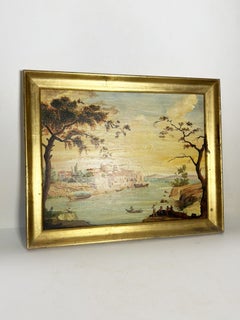 Dipinto con scena di barca, olio su tavola, firmato, Francia, inizio XX secolo