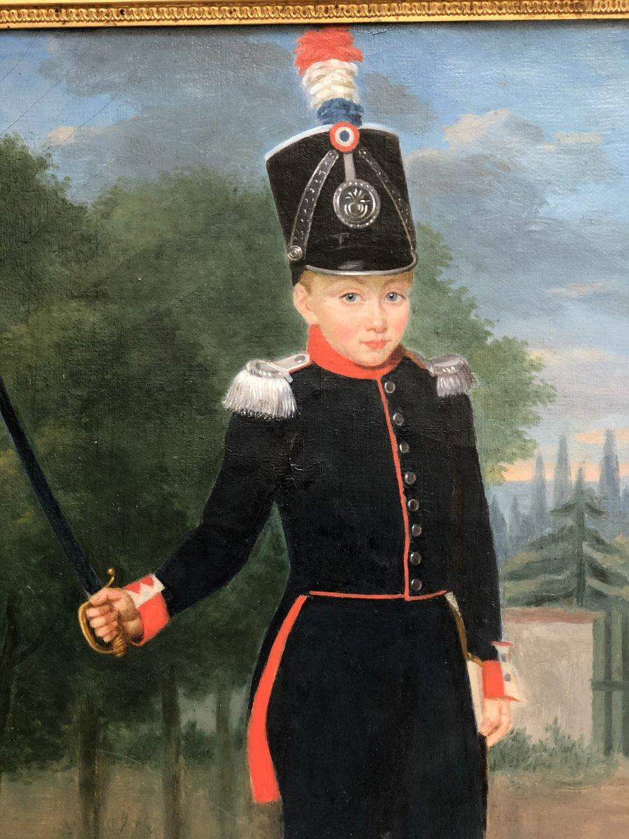 European Painting of a Child in Military Costume