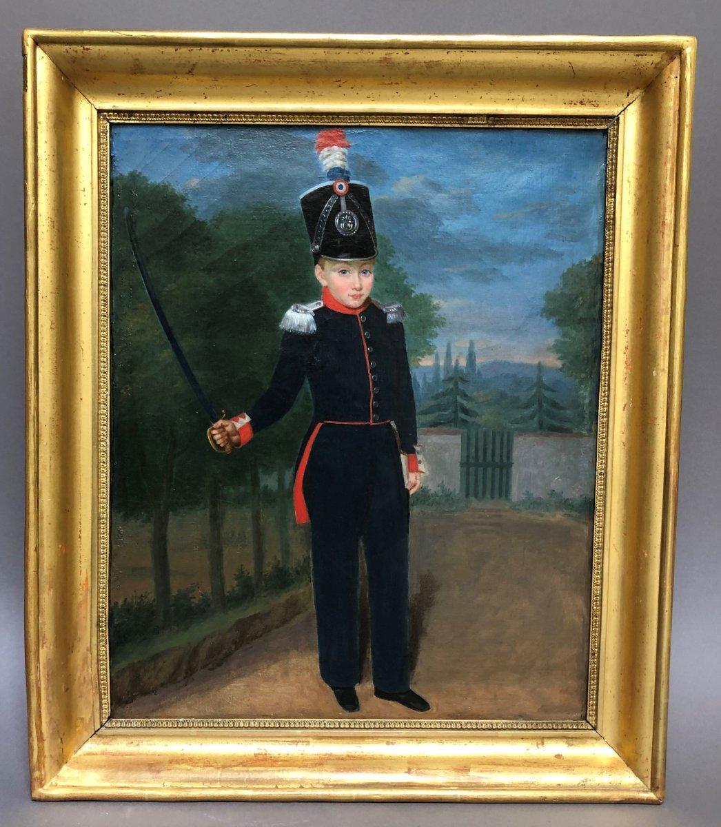 Oiled Painting of a Child in Military Costume