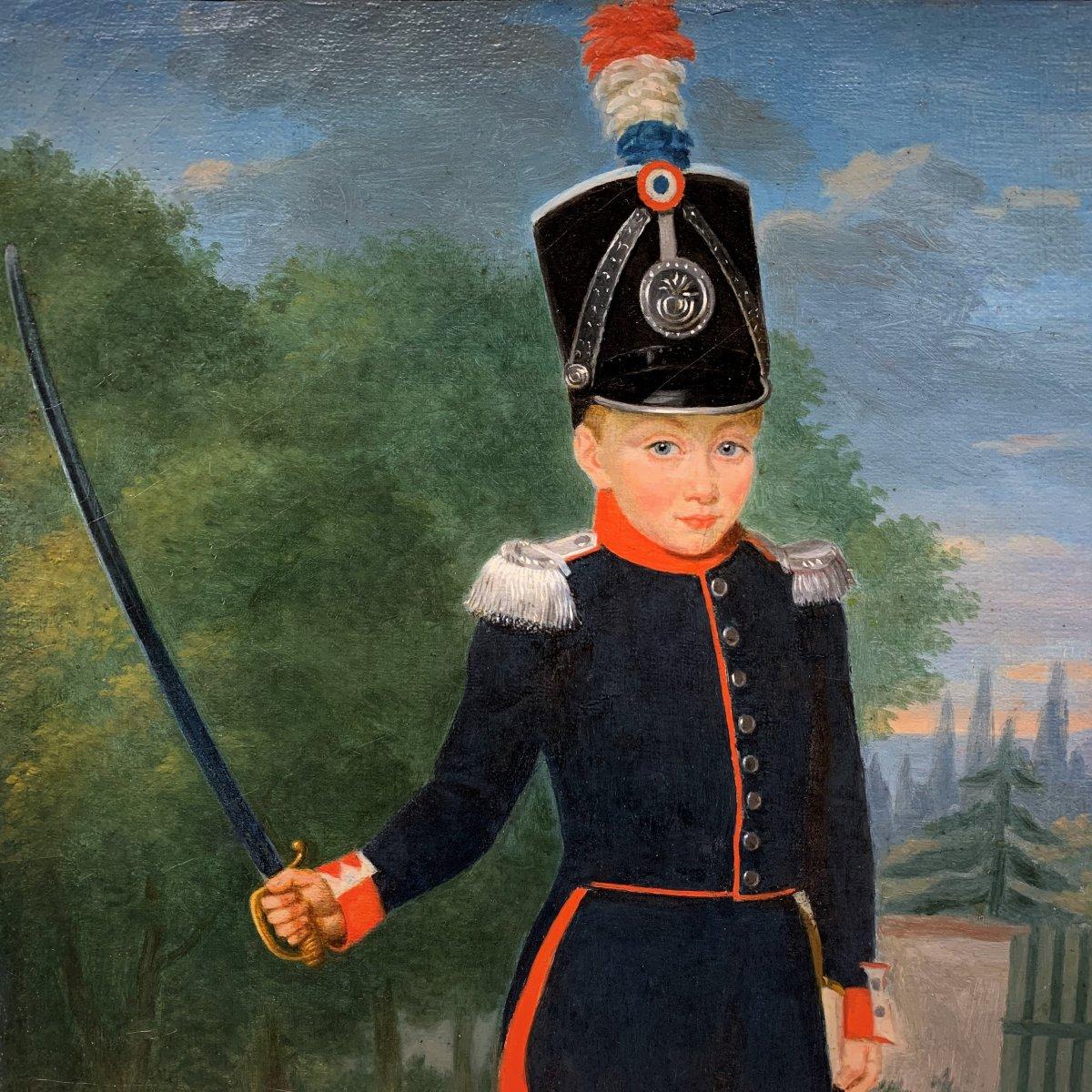 Painting of a Child in Military Costume In Good Condition In Saint-Ouen, FR