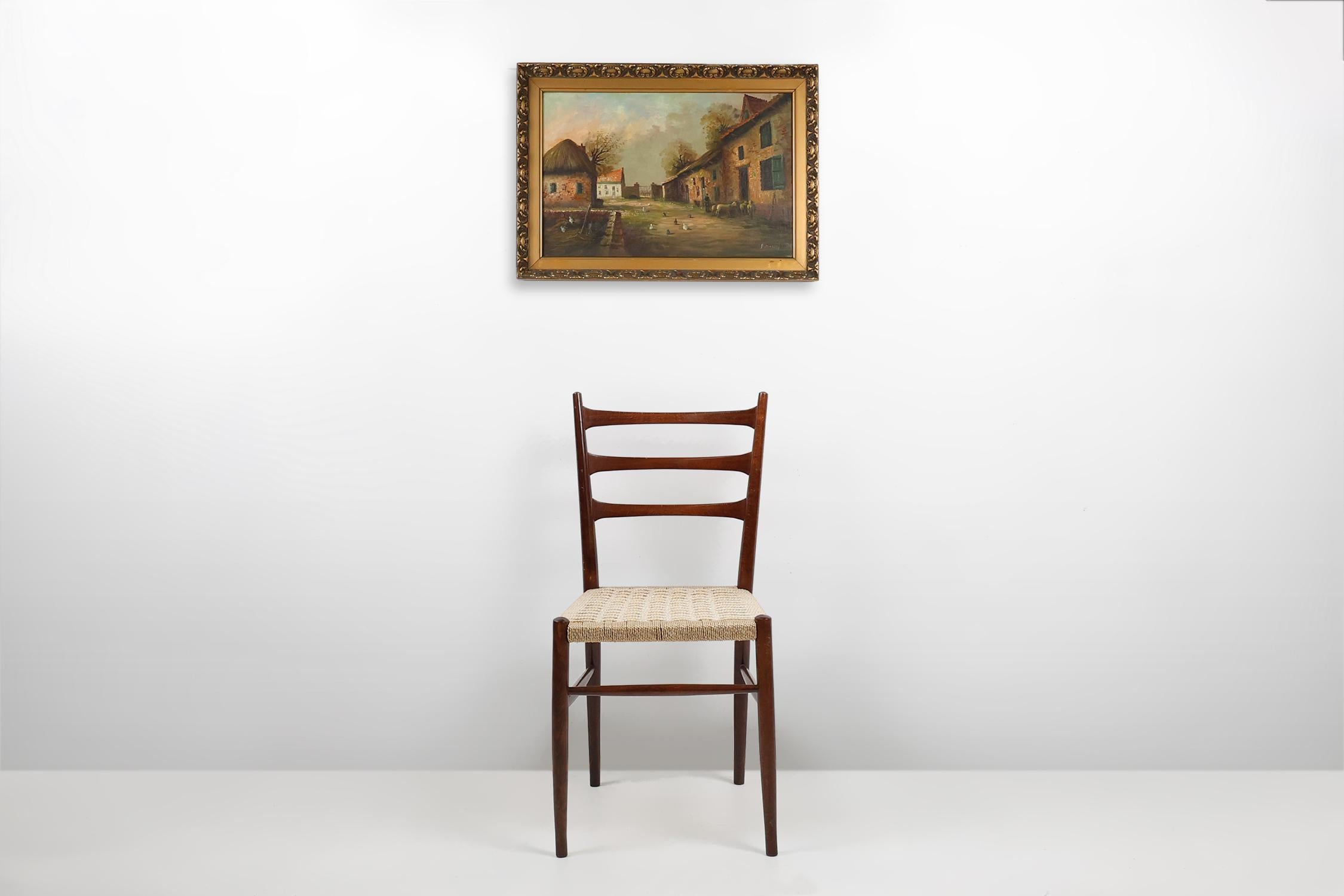 Francia / 1920 / pittura / legno, tela / Wood / Metà secolo 

Quadro raffigurante una scena di fattoria, elegantemente racchiuso in una splendida cornice in legno dorato che ne esalta il fascino. Firmato nell'angolo destro. L'opera d'arte cattura