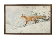 Painting of a Fox in Winter Landscape by Jonathan Sainsbury