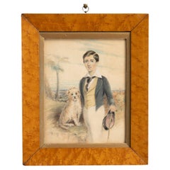 Painting of a Gentleman With Terrier, England circa 1825