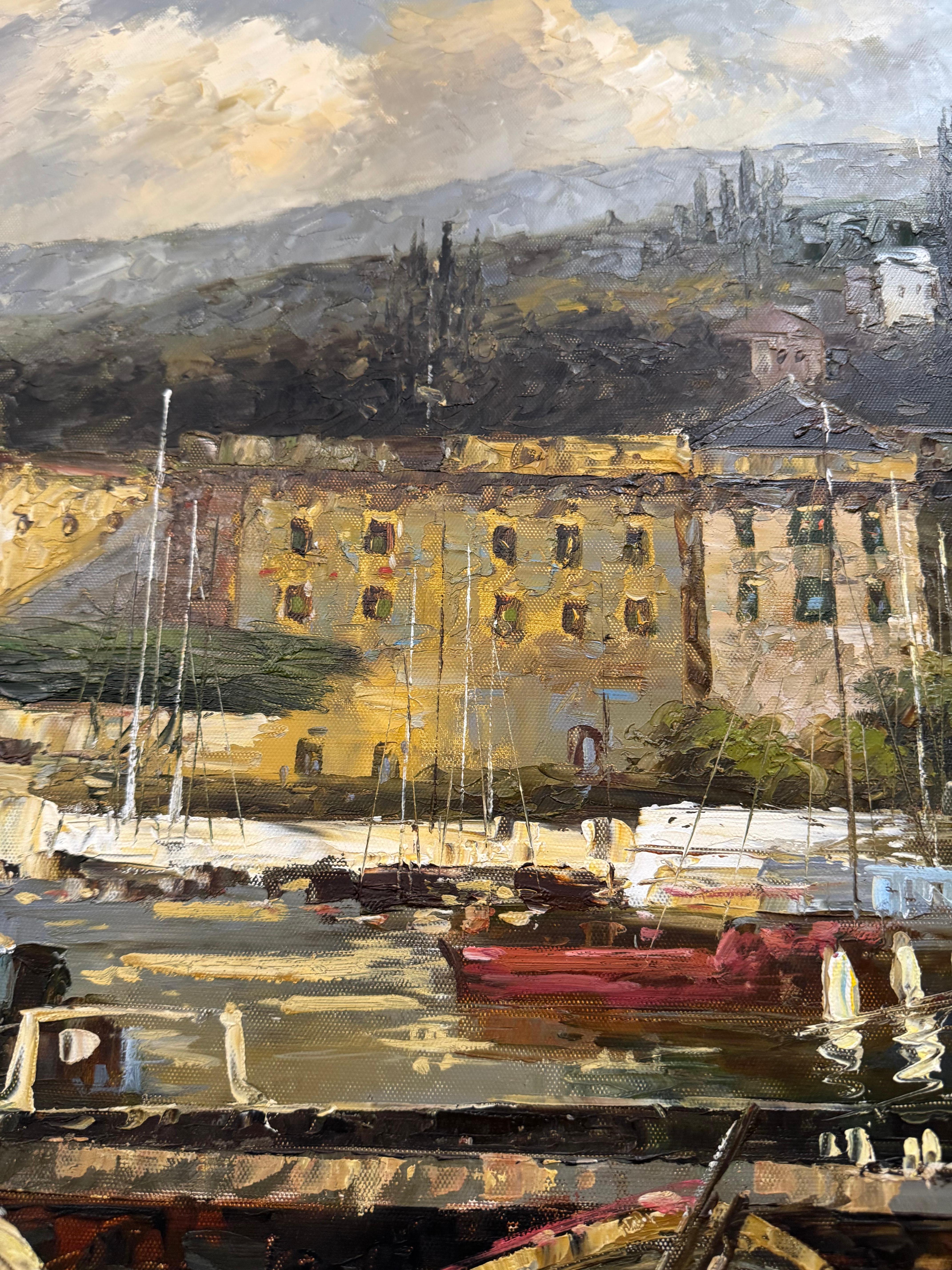 Painting of a harbor scene inspired by Hans Weisner art work im Angebot 12