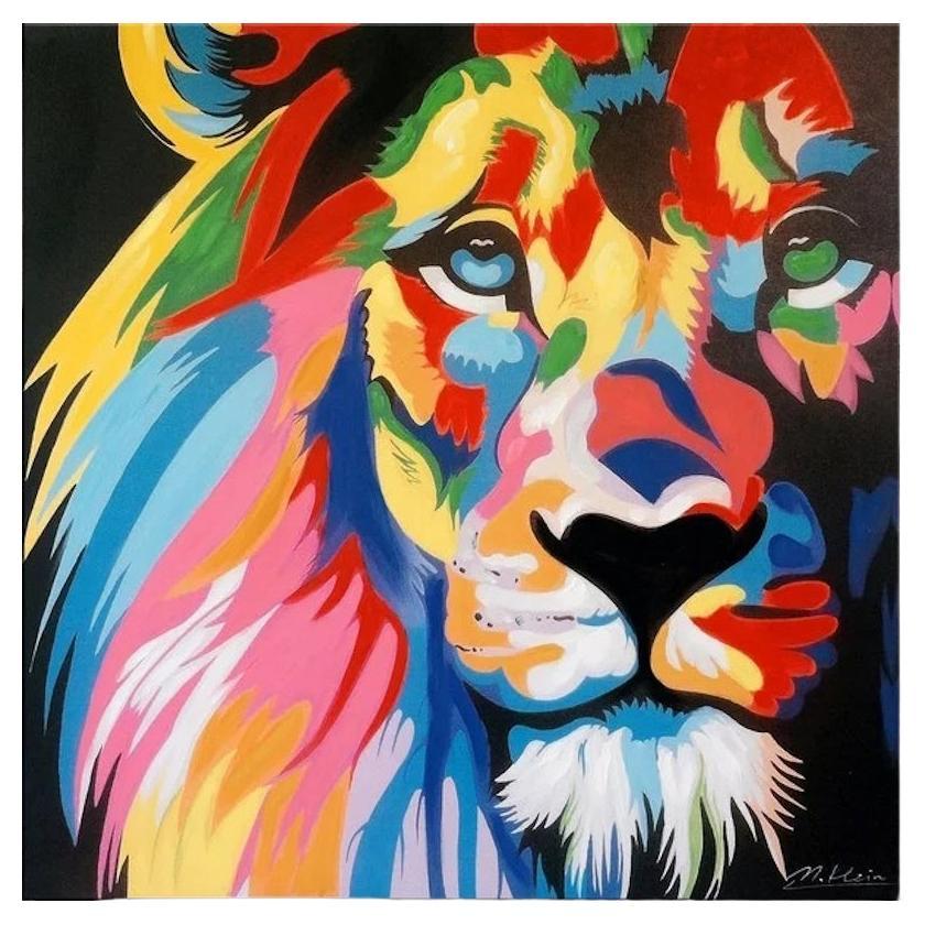 Pittura di un leone, pittura acrilica, XXI secolo.