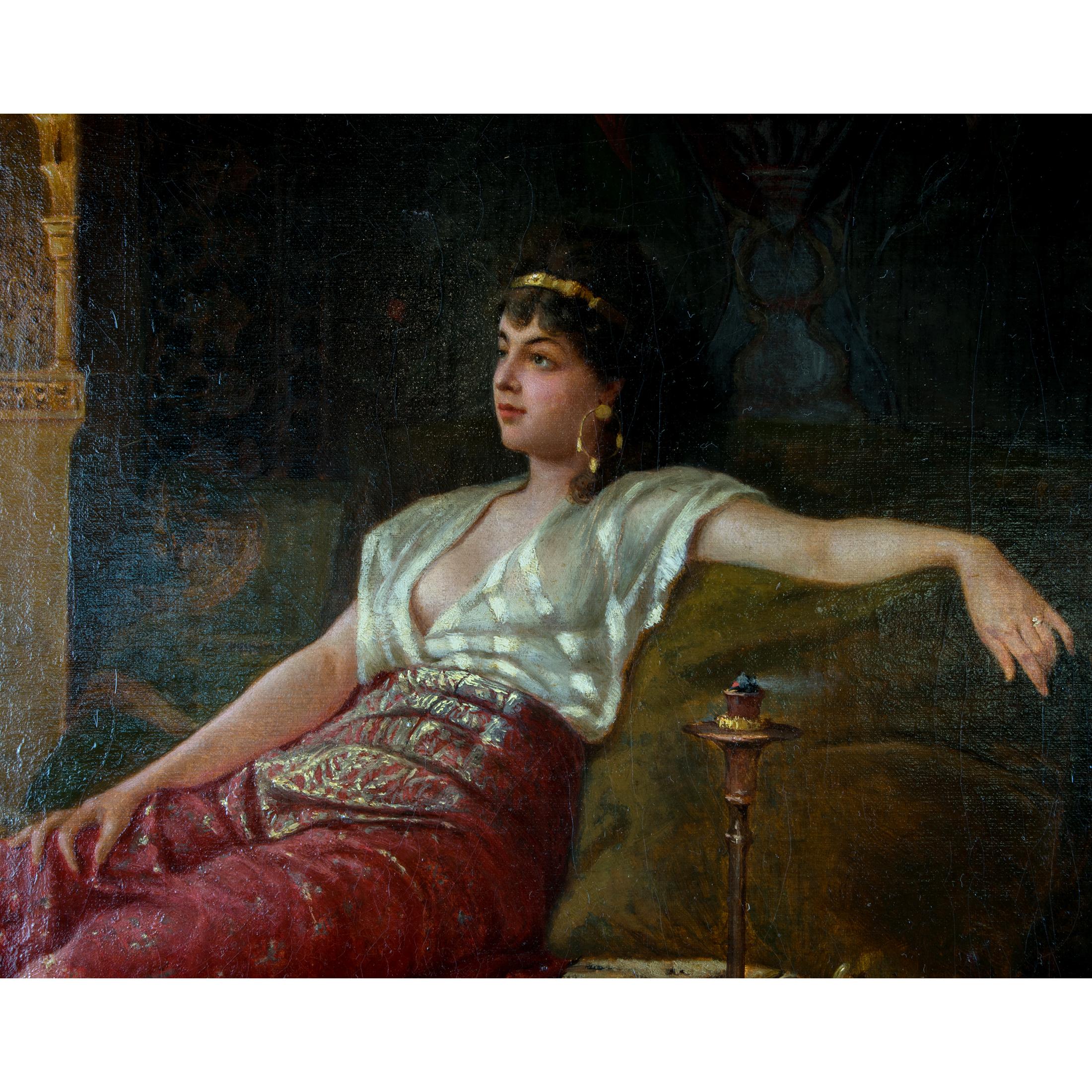 Russian Painting of a Lounging Odalisque in a Harem by Vincent Stiepevich For Sale