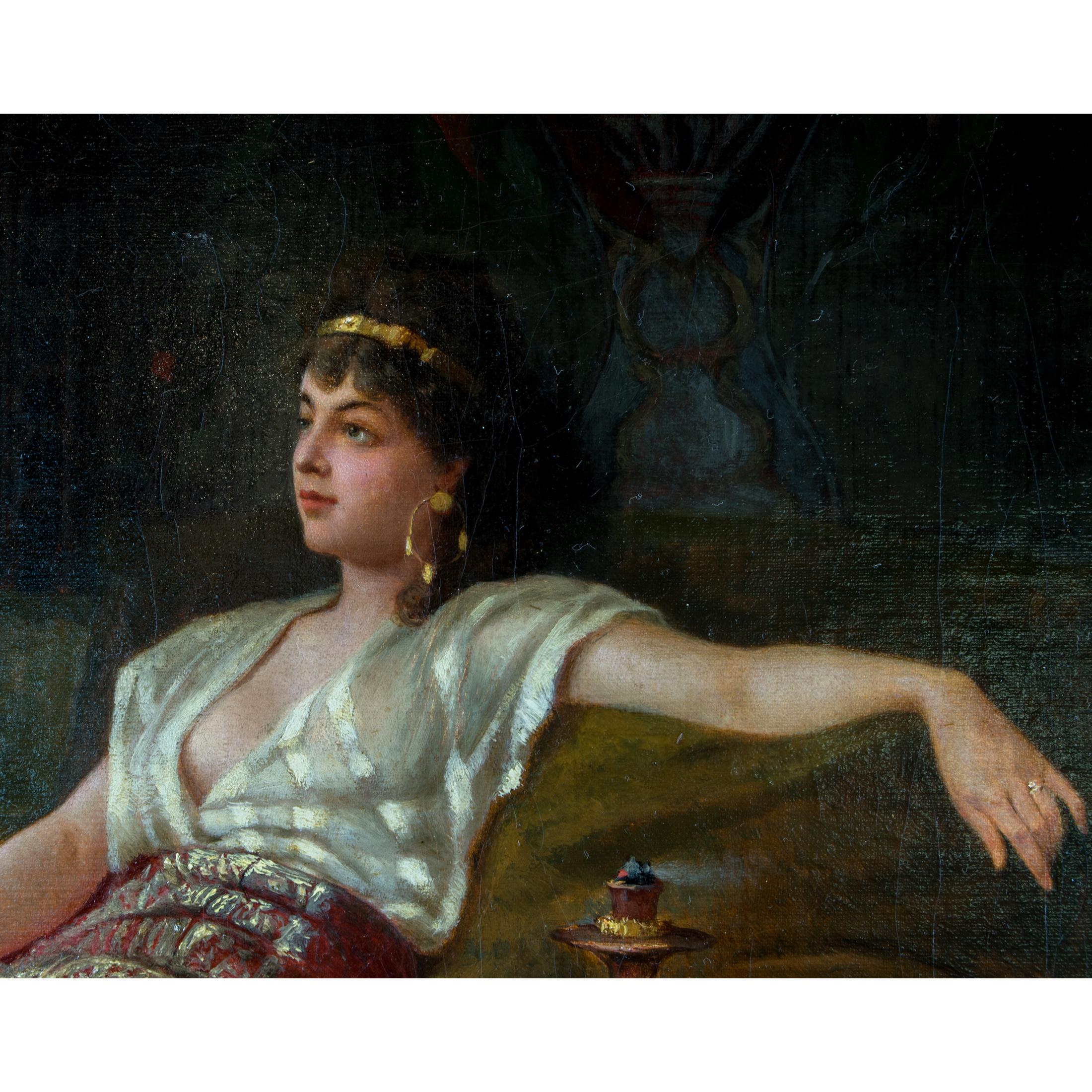 Painting of a Lounging Odalisque in a Harem by Vincent Stiepevich In Good Condition For Sale In New York, NY