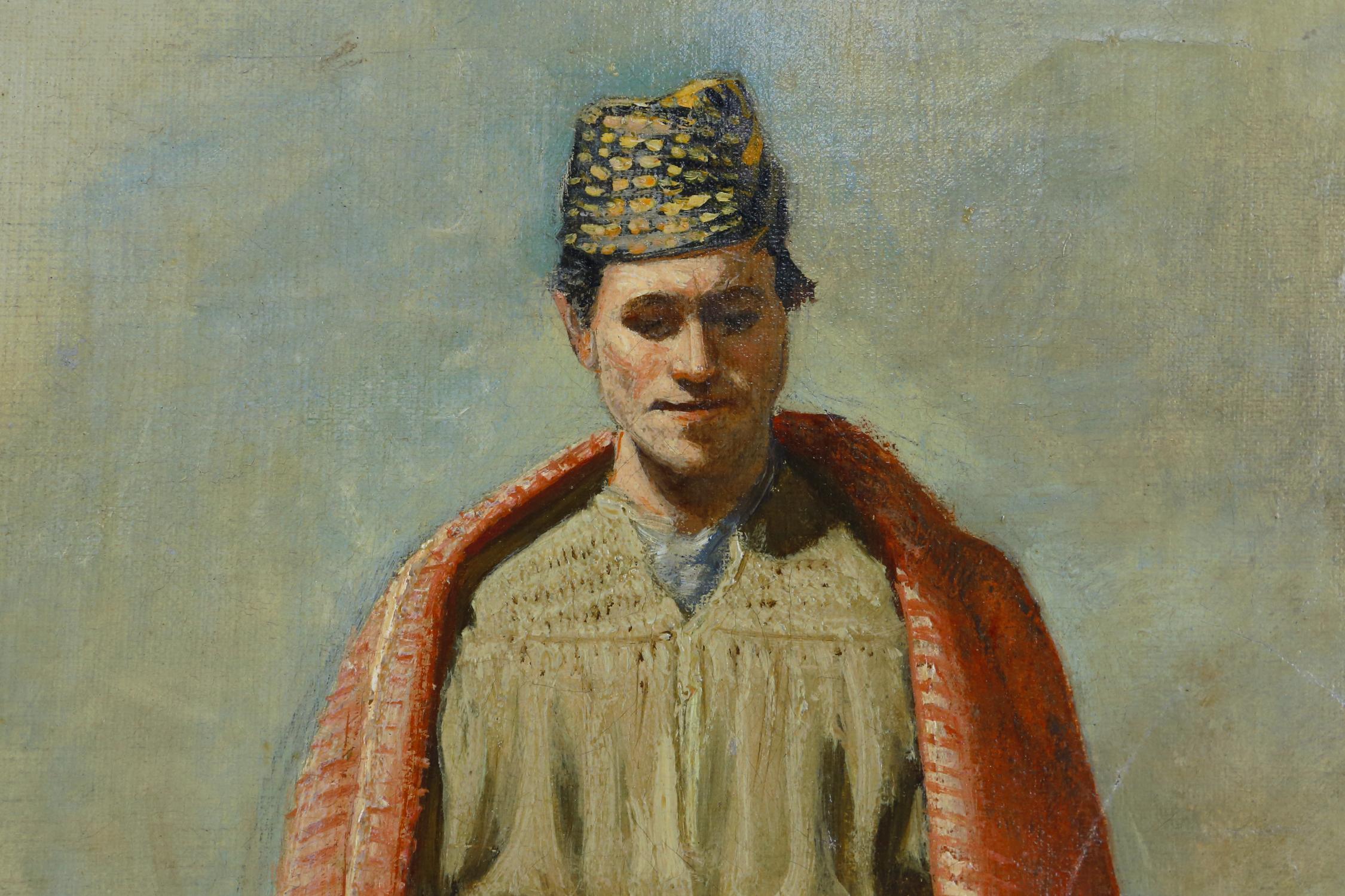 Canvas Painting of a man Ca.1850 For Sale