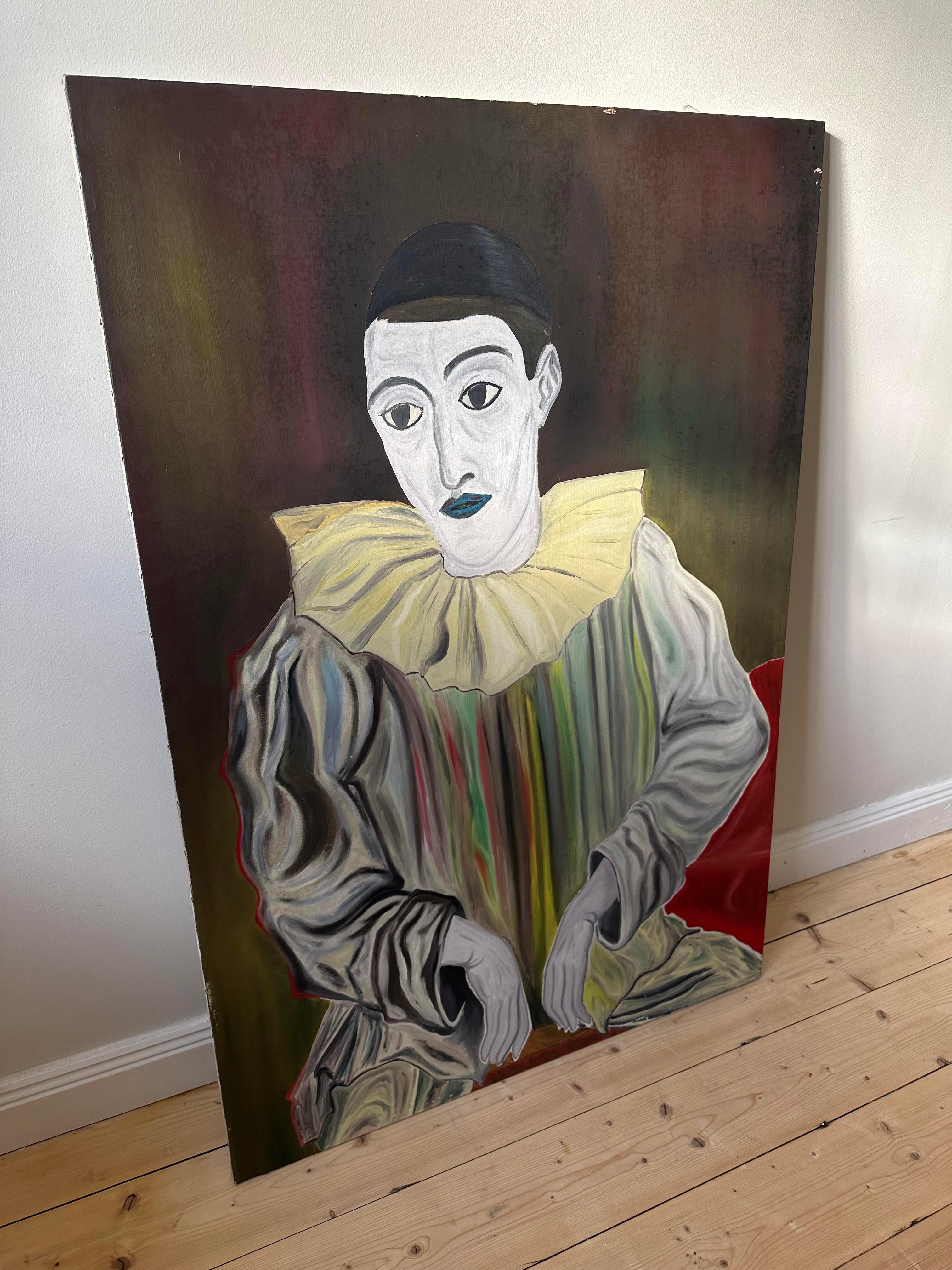 French Painting of a mime  For Sale