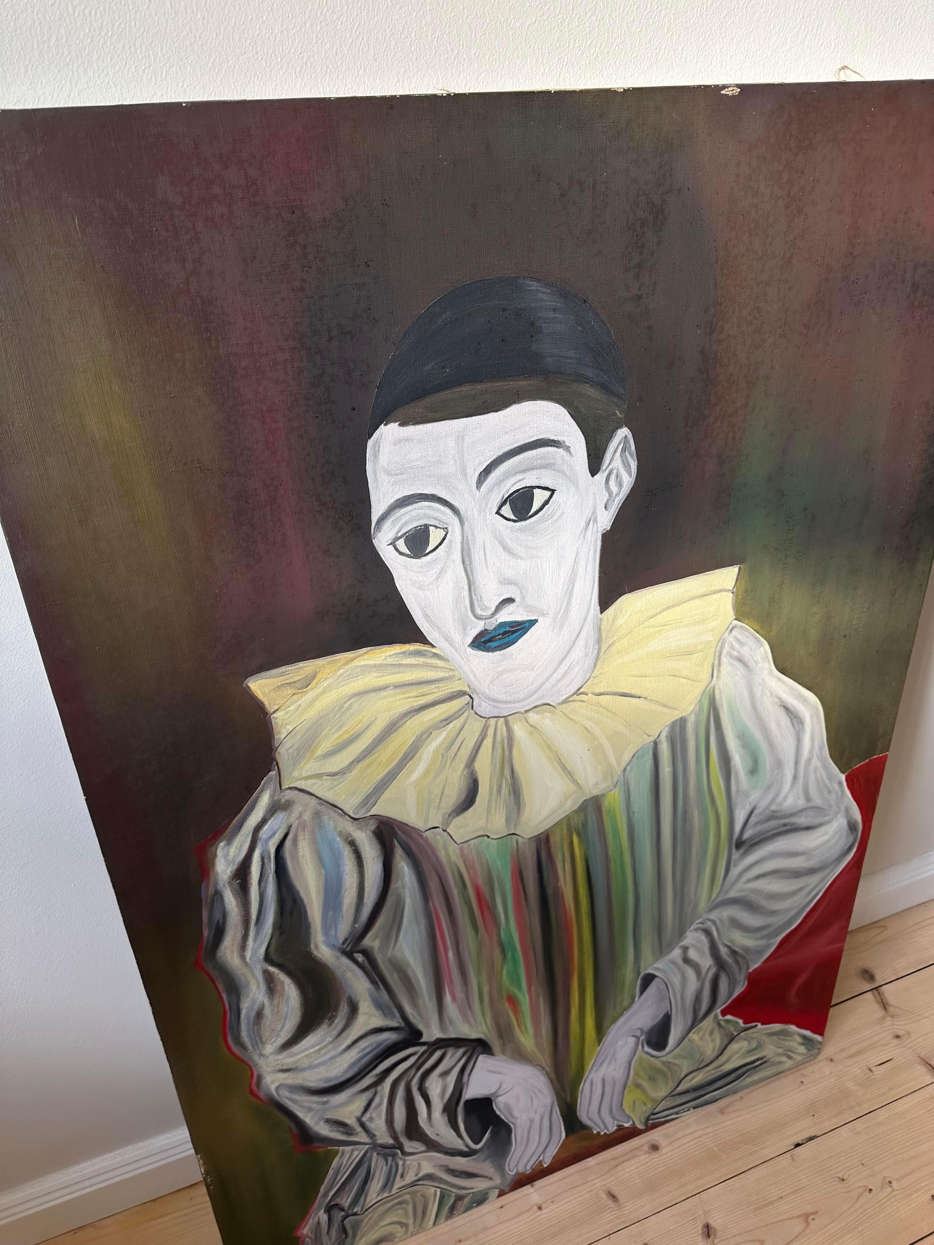 Painting of a mime  In Fair Condition For Sale In Älvsjö, SE