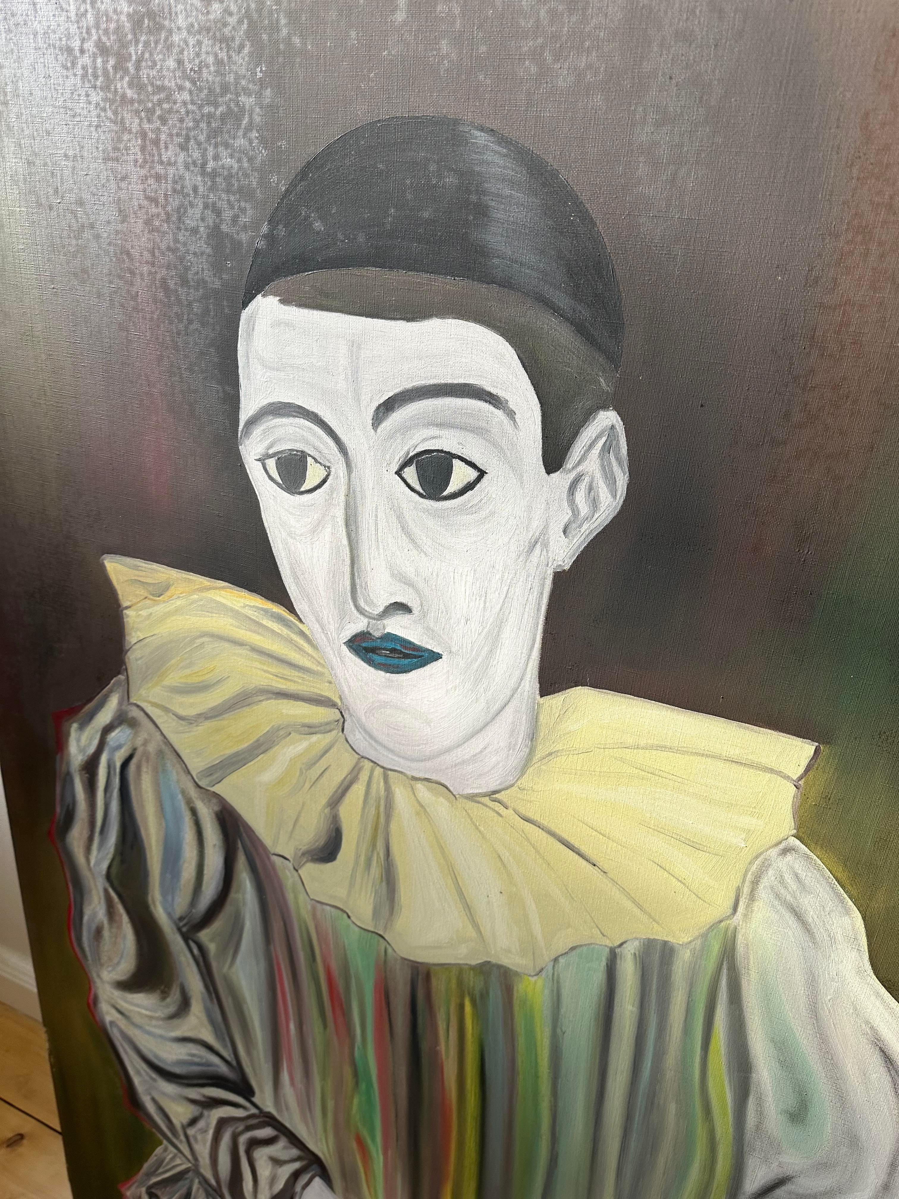 Late 20th Century Painting of a mime  For Sale