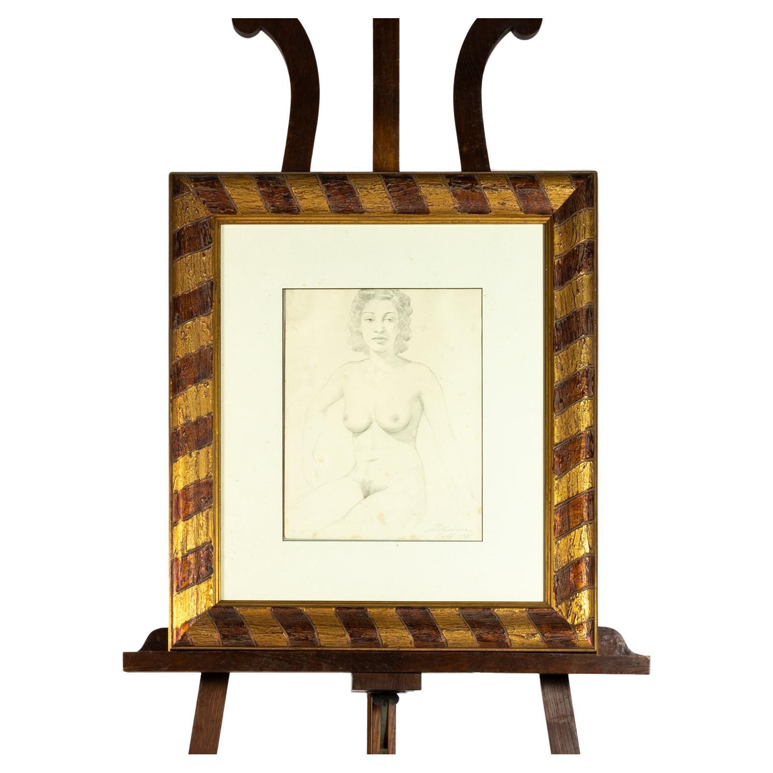 A framed charcoal drawing of a female nude dated «1941» and signed «Henrique Medina», frame 57 x 64 cm and paper 44,5 x 61,5 cm

Henrique Medina de Barros, considered one of the greatest portrait painter from Portugal, was born in the city of Porto