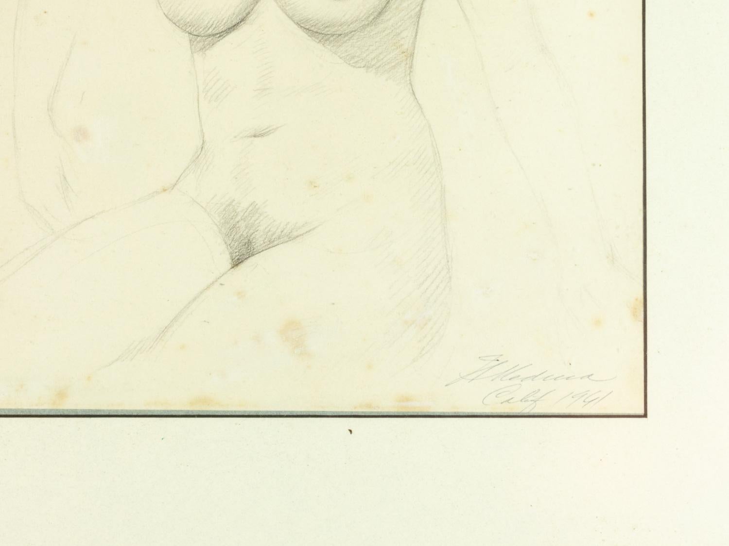 Modern Painting Of A Naked Woman By Henrique Medina, 1941 For Sale