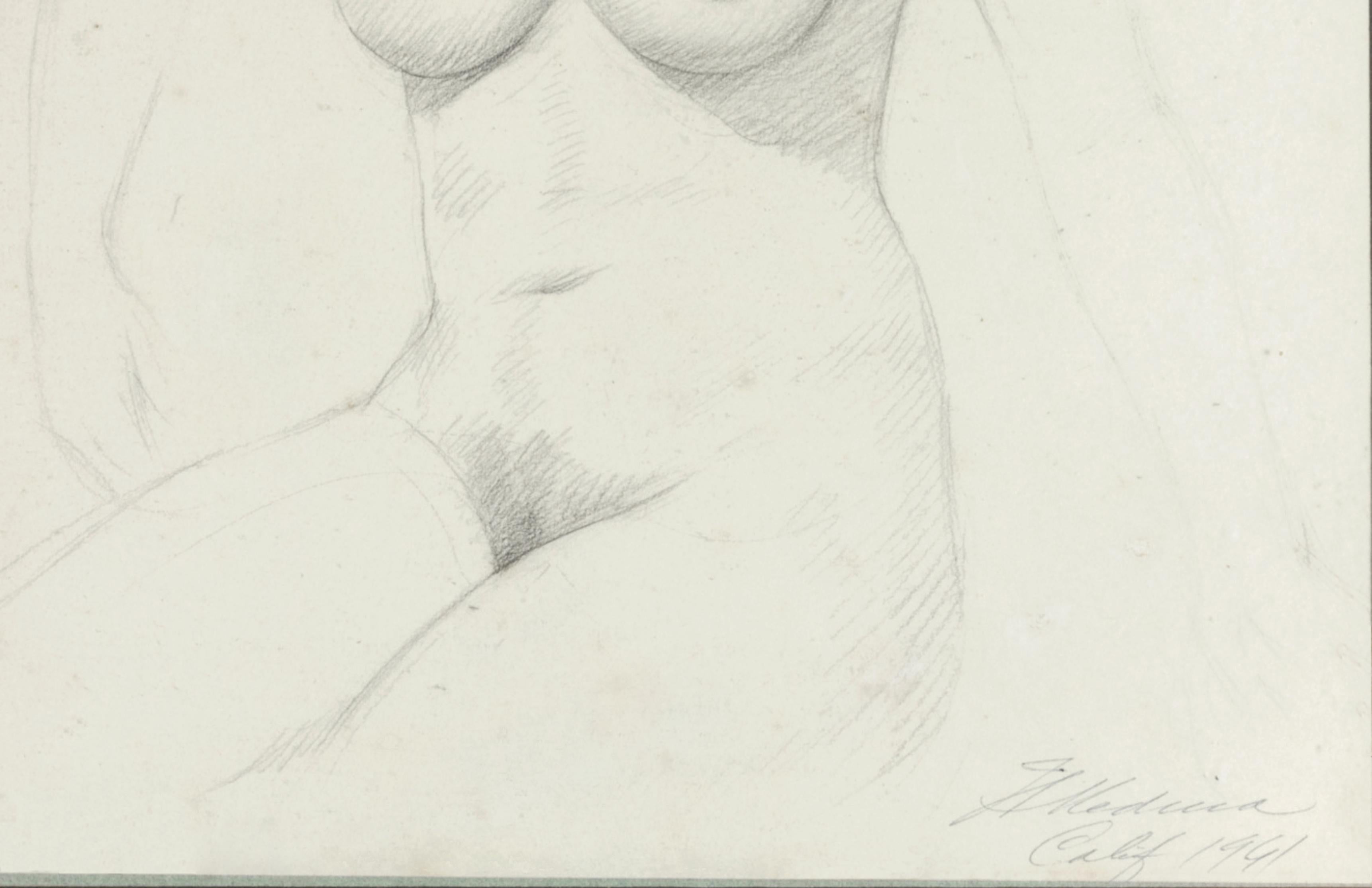 Painting Of A Naked Woman By Henrique Medina, 1941 In Good Condition For Sale In Lisbon, PT