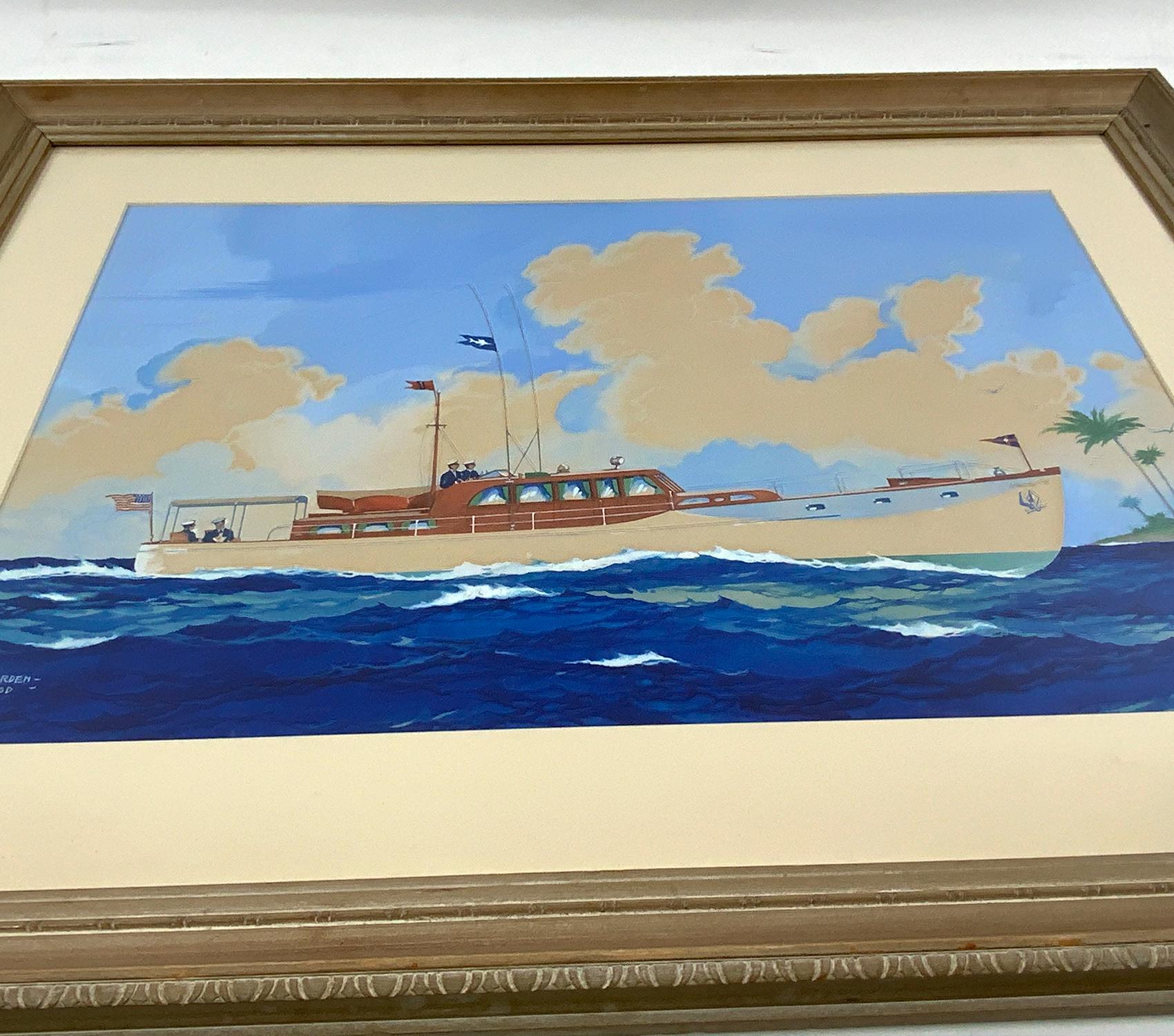 Painting of a New York Yacht Club Yacht Underway For Sale 2