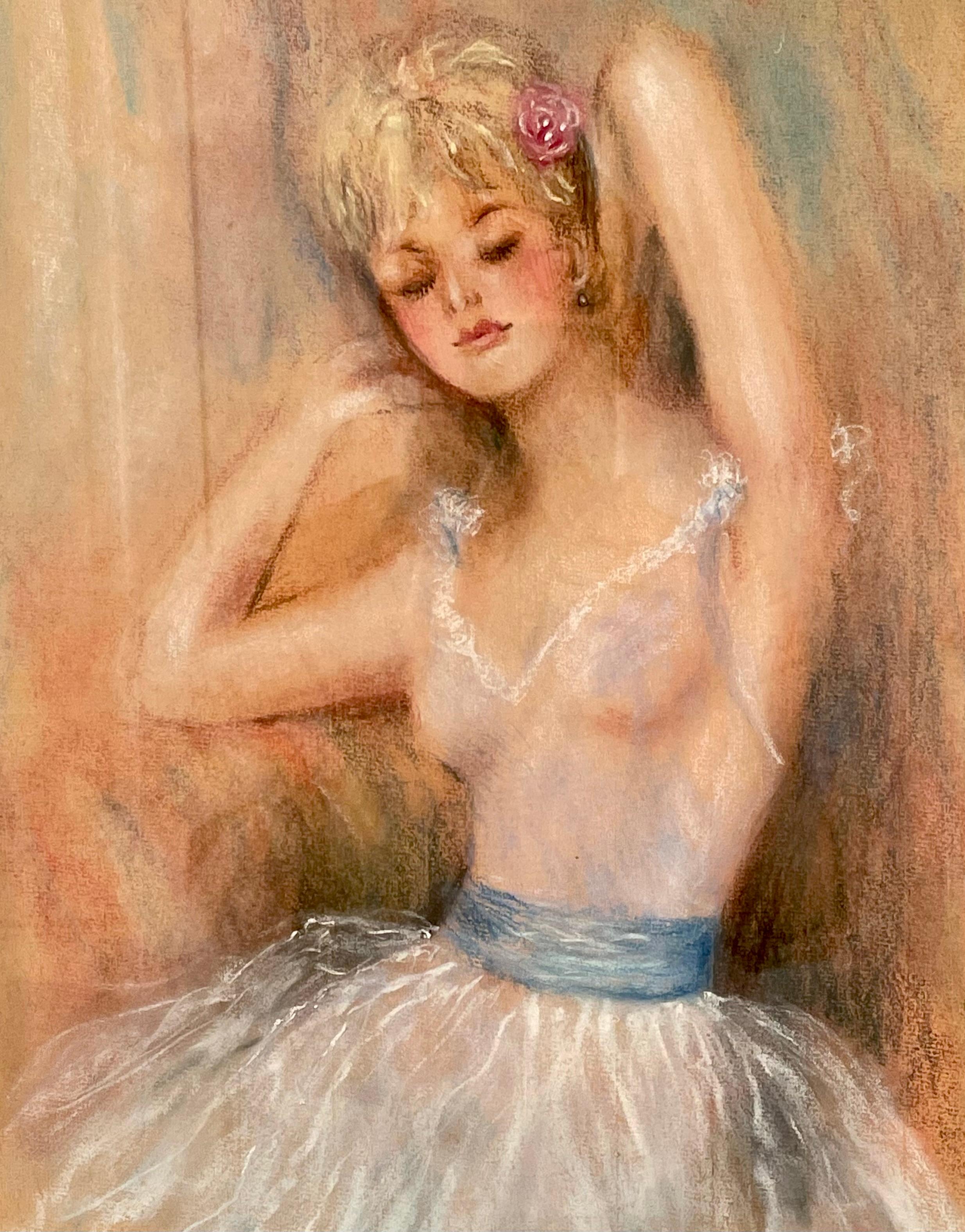 Belle Époque Peinture d'une danseuse de ballet d'opéra parisienne par Meynier en vente