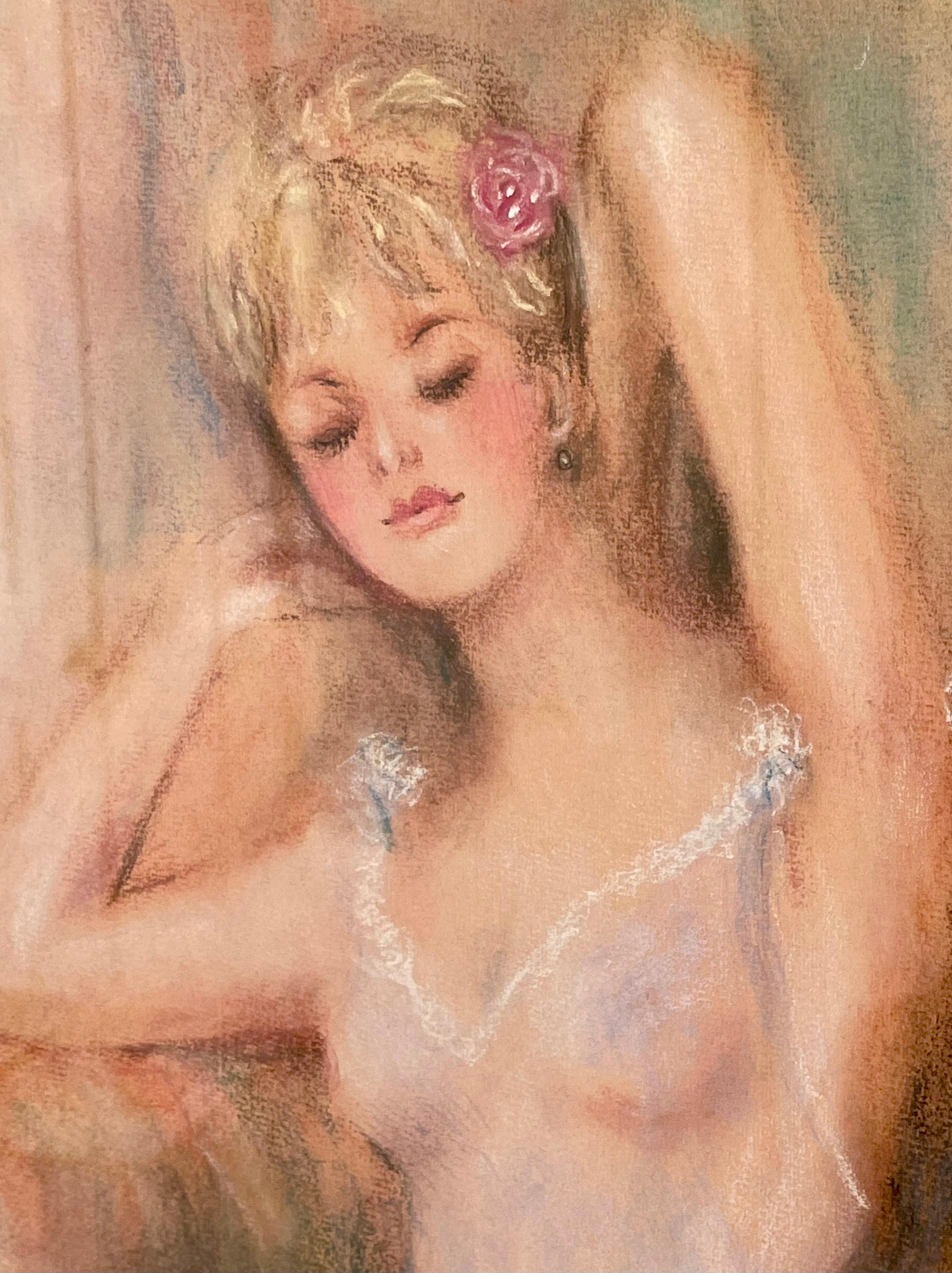 Français Peinture d'une danseuse de ballet d'opéra parisienne par Meynier en vente