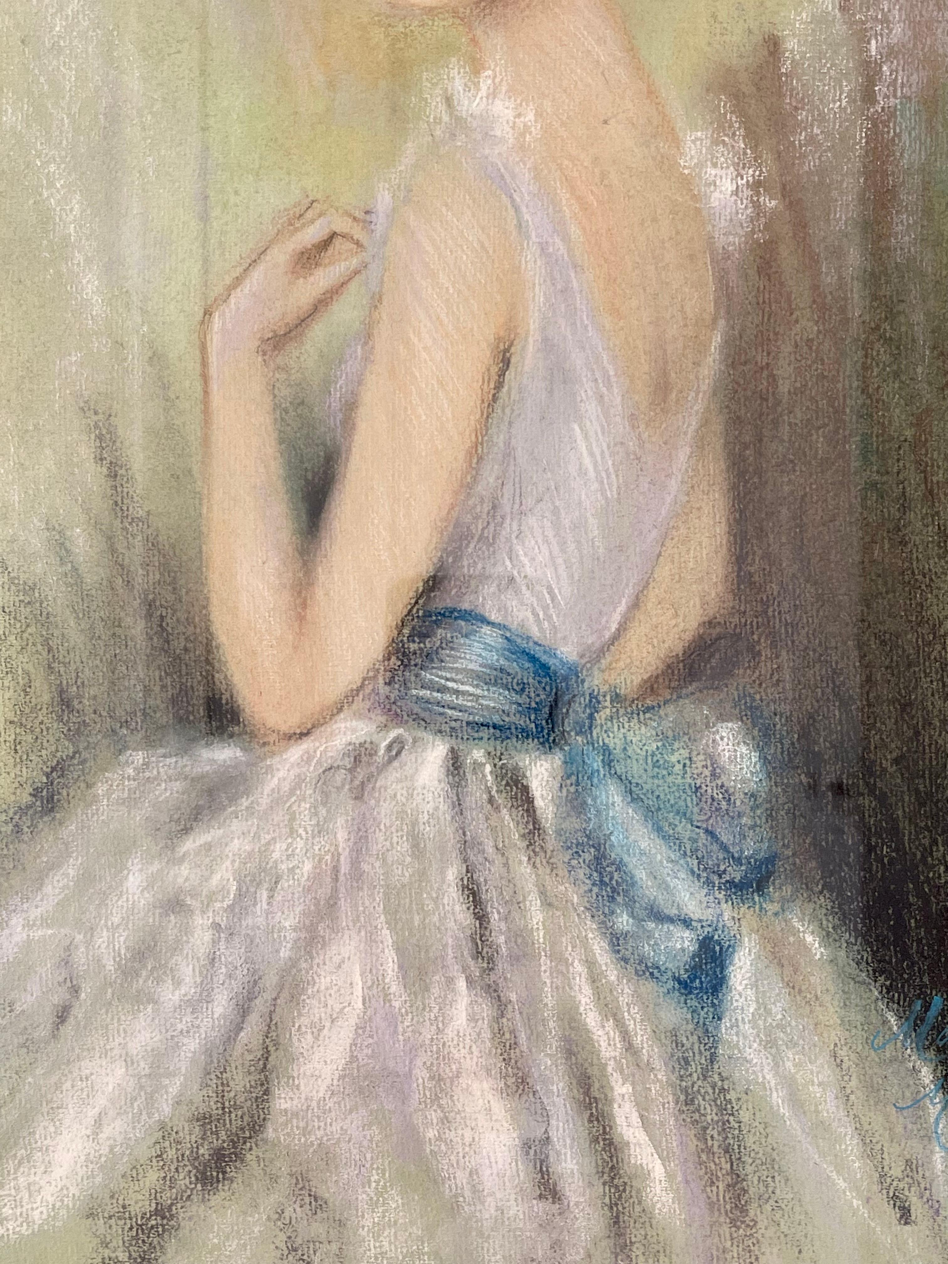 Painting of a Parisian Opera Ballet Dancer by Meynier Pastel In Excellent Condition For Sale In LA FERTÉ-SOUS-JOUARRE, FR