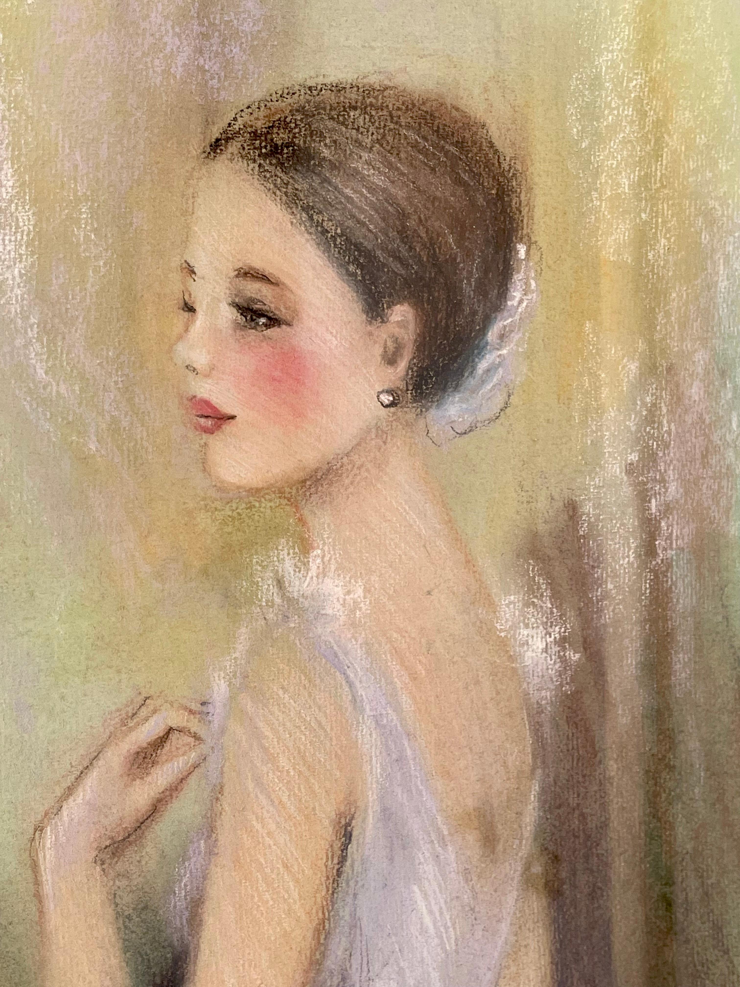 Painting of a Parisian Opera Ballet Dancer by Meynier Pastel For Sale 1