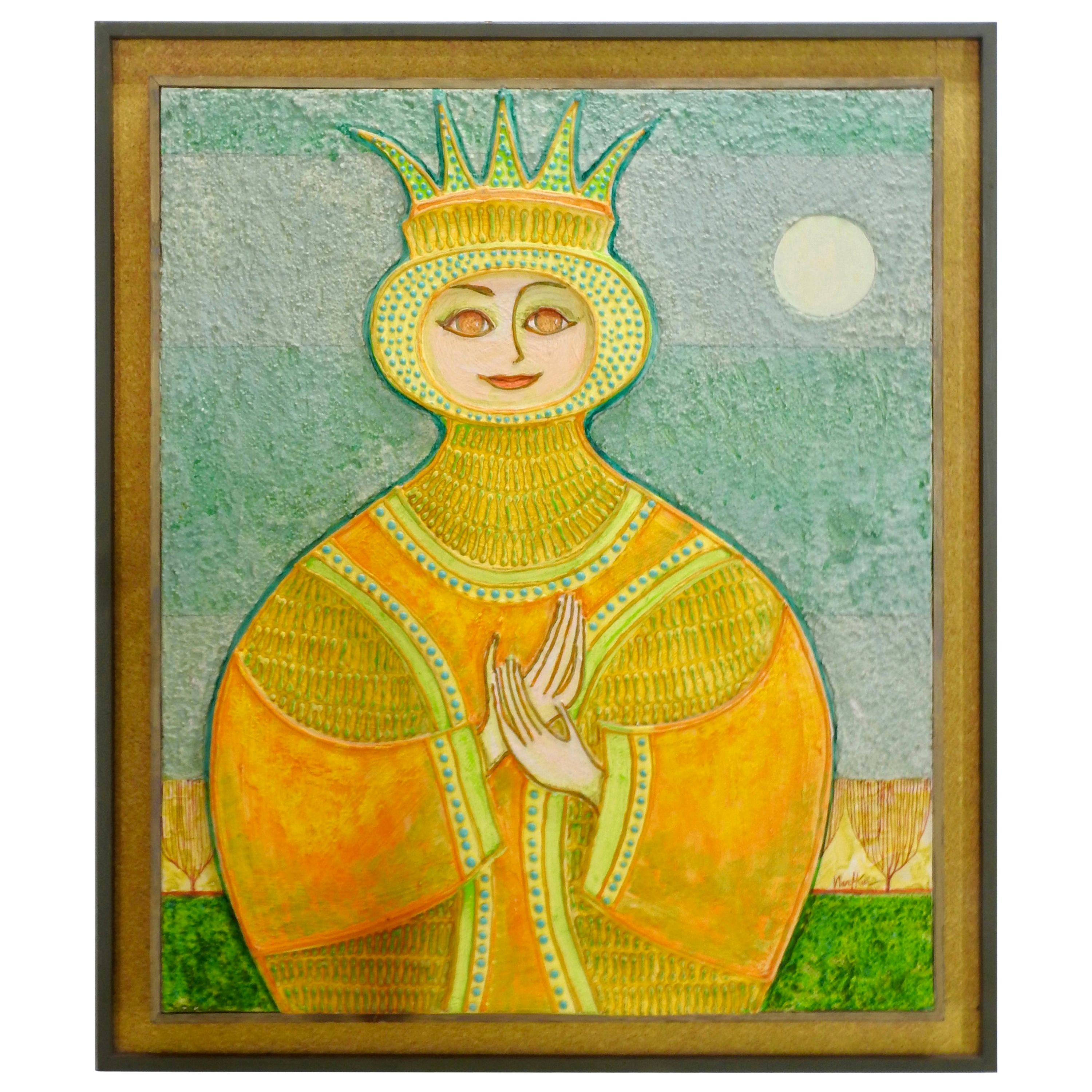Painting of a Queen by John Nartker Midcentury For Sale