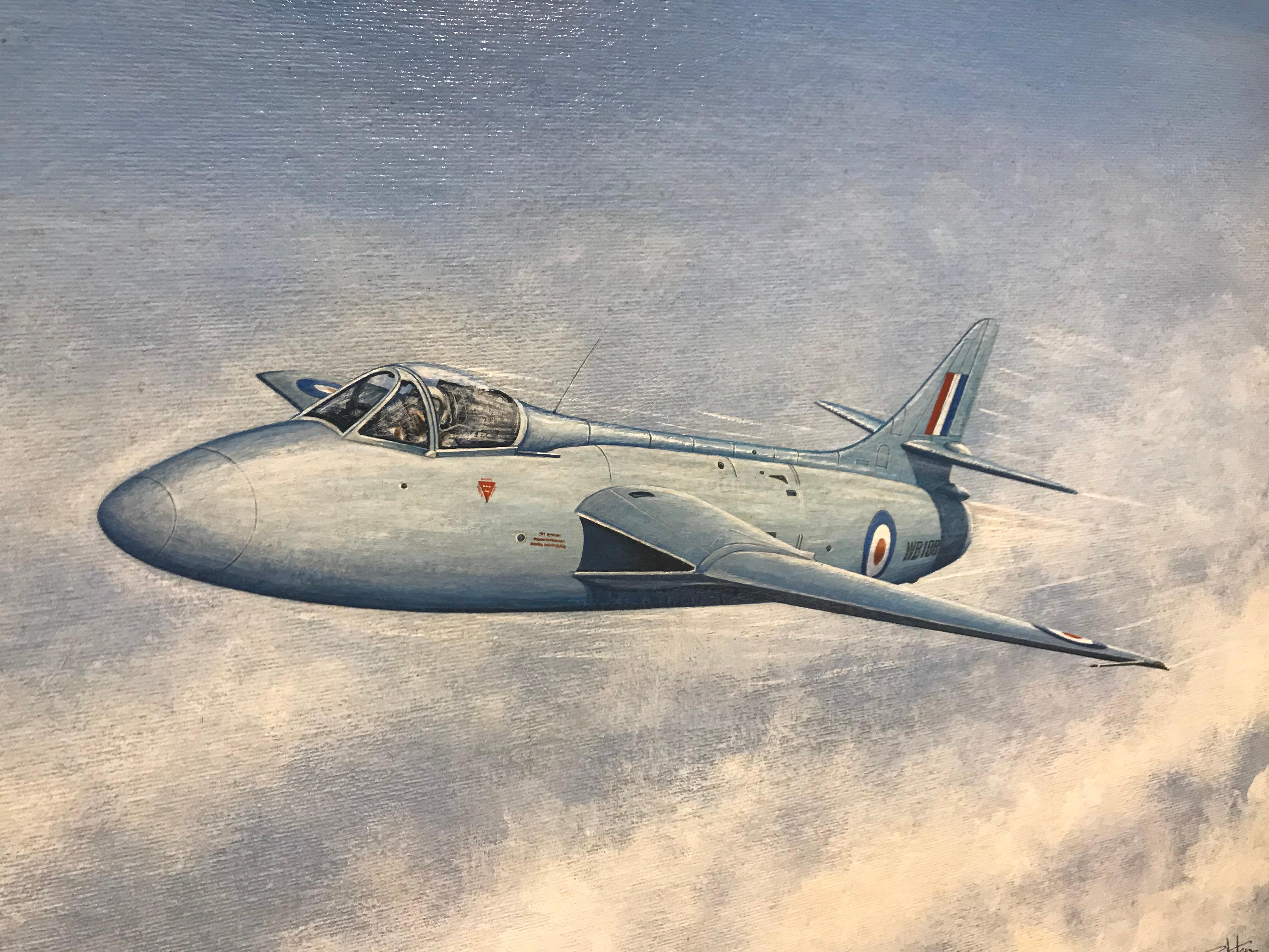 Painting of a RAF Hawker Hunter Jet 'WB188' For Sale 3