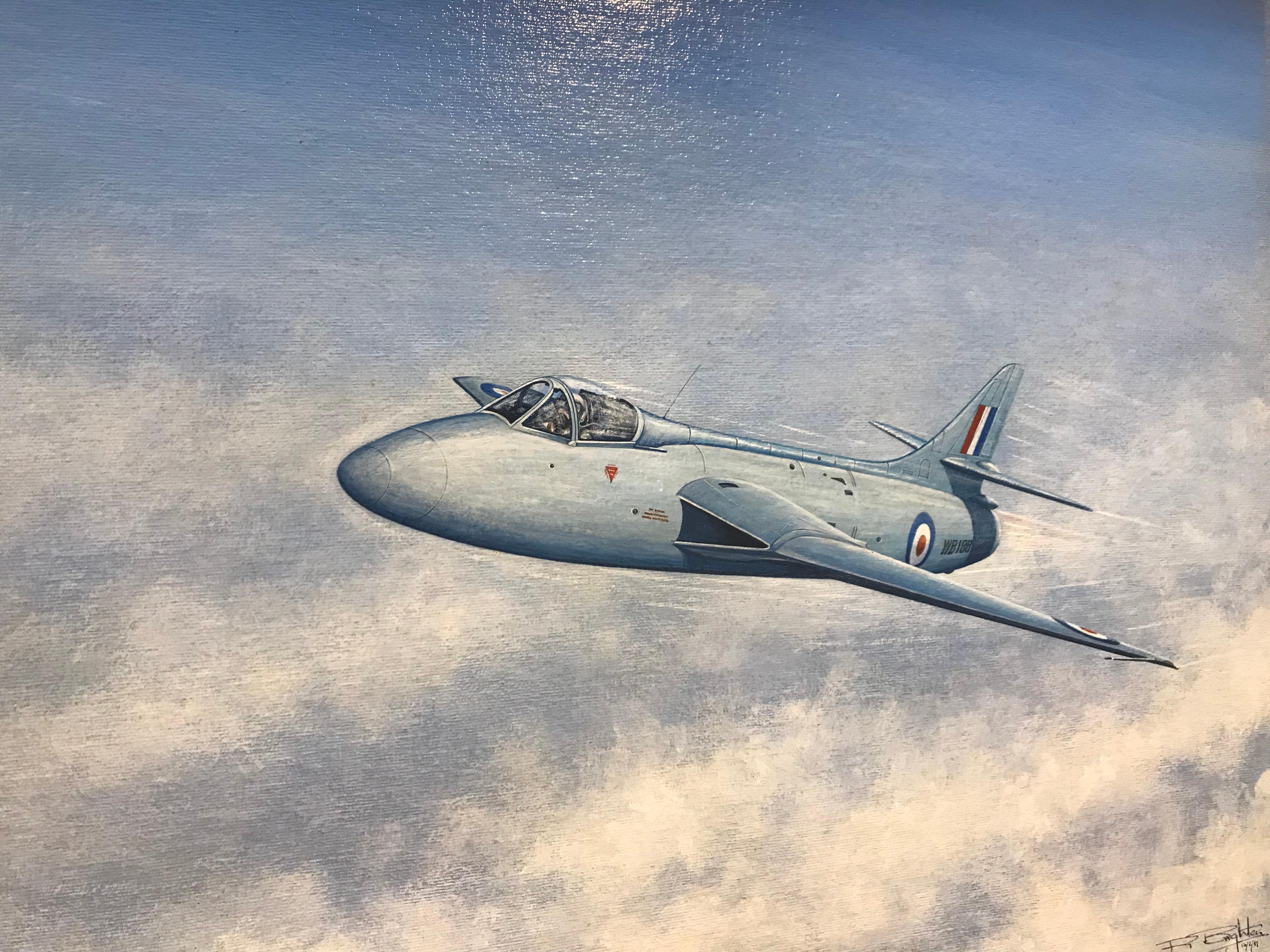 Painting of a RAF Hawker Hunter Jet 'WB188' For Sale 4