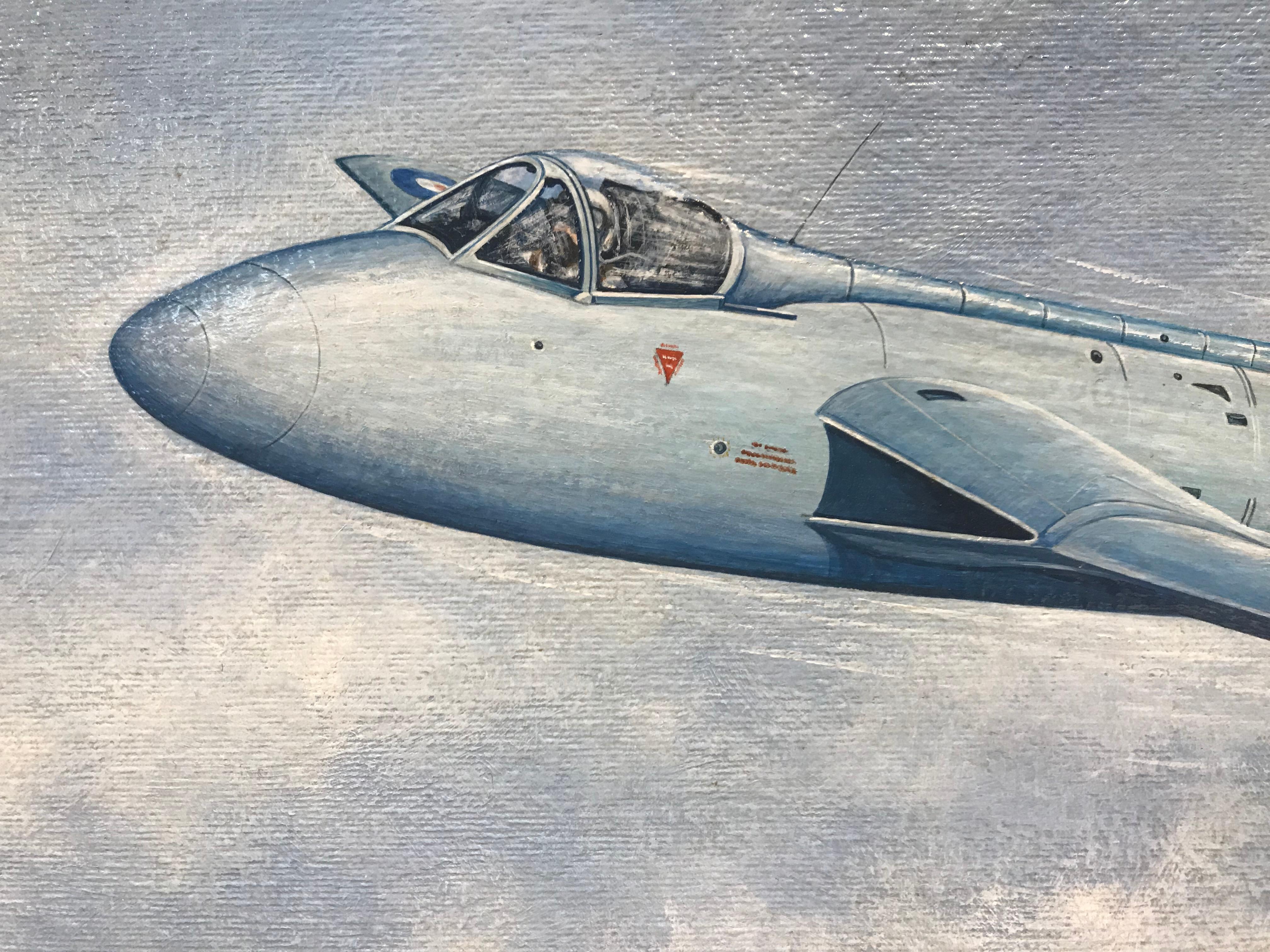 Painting of a RAF Hawker Hunter Jet 'WB188' For Sale at 1stDibs