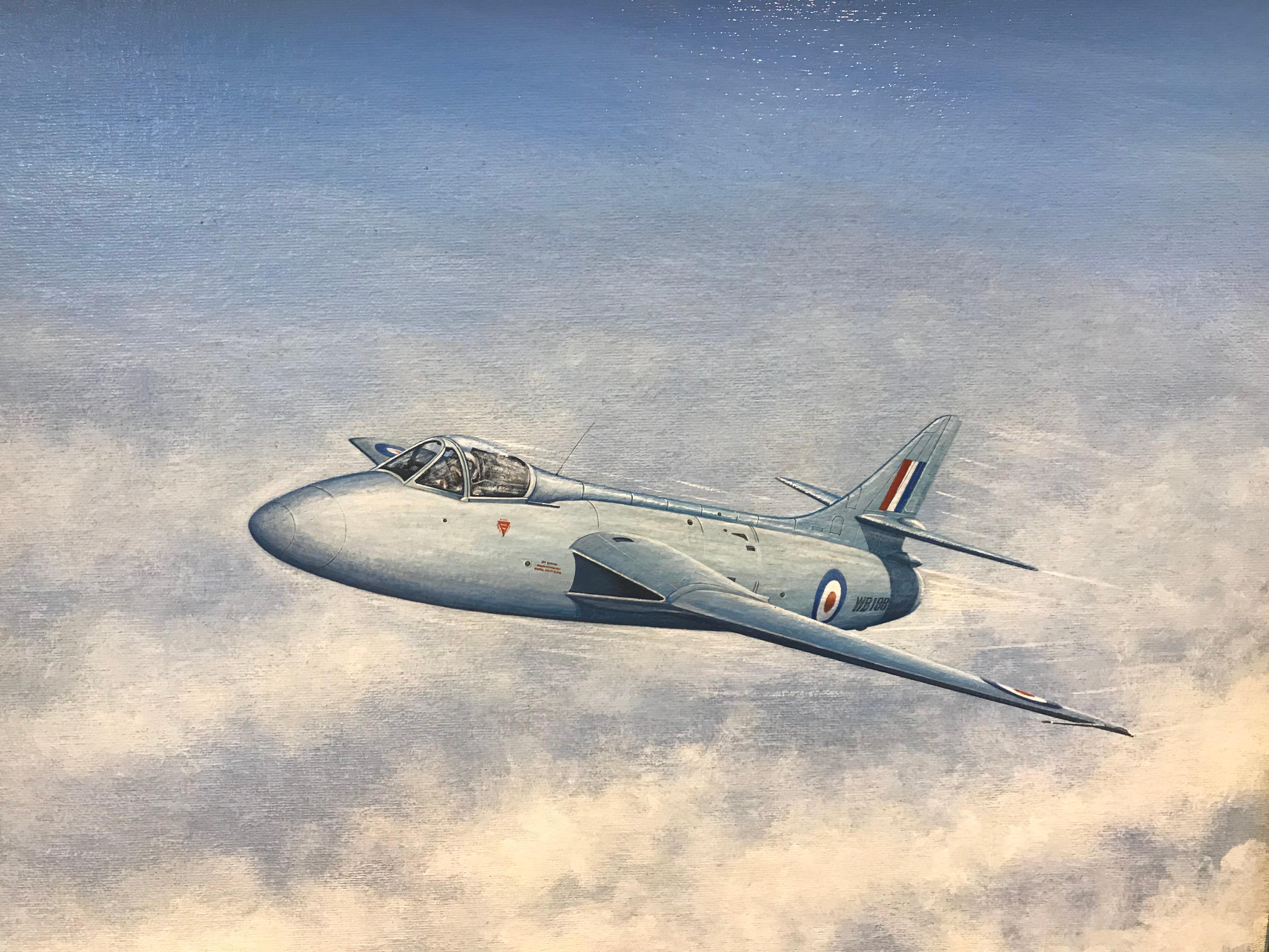 Painting of a RAF Hawker Hunter Jet 'WB188' For Sale 1