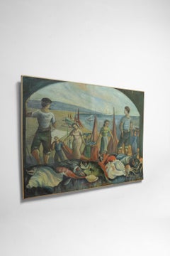 Painting of a return from fishing, 1930s.