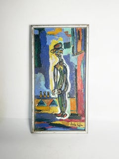Painting of a Standing Man or Clown, Oil on Canvas, France, 20th Century