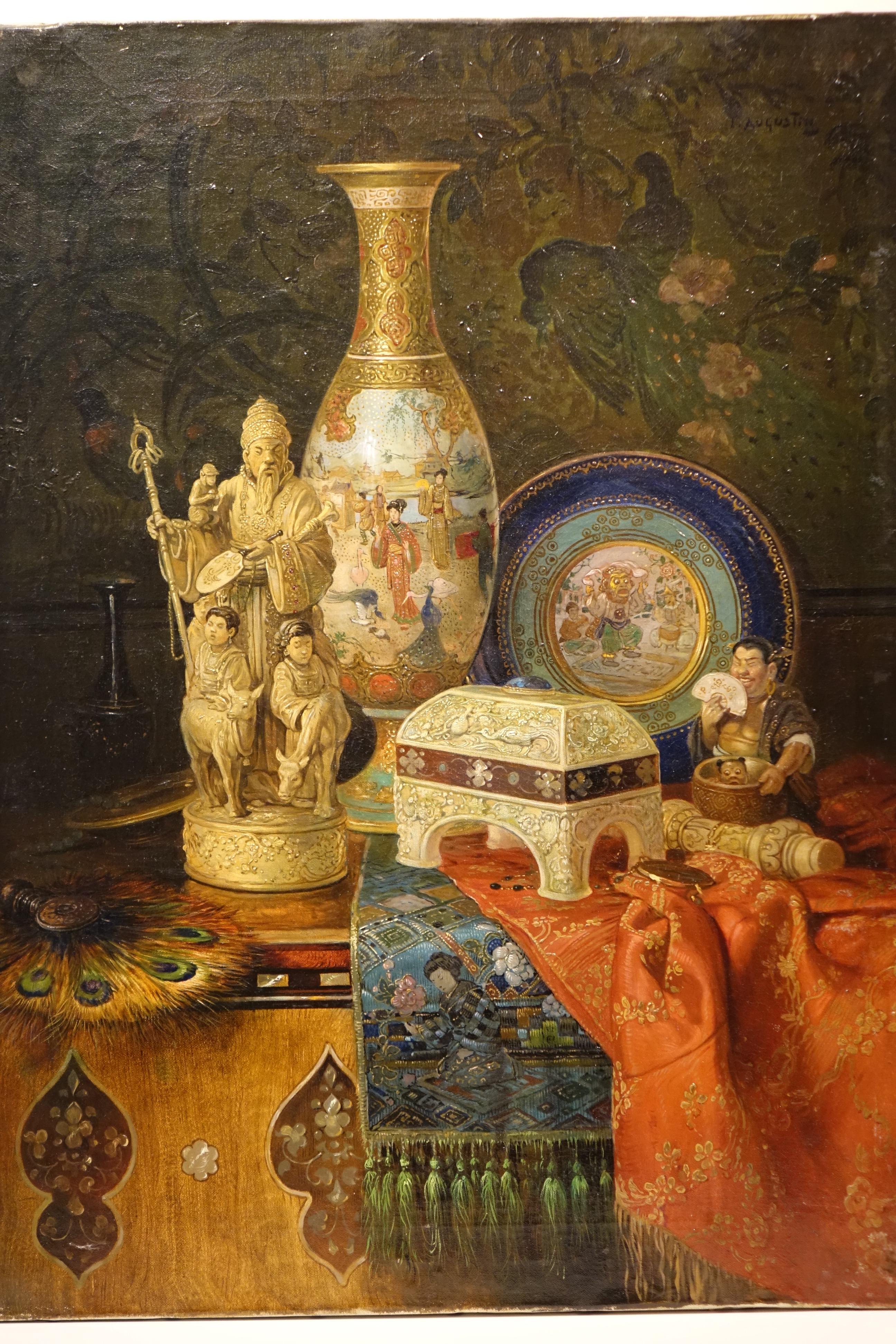 Chinoiserie Painting of a Still Life with Far Eastern Objects, 19th Century European School