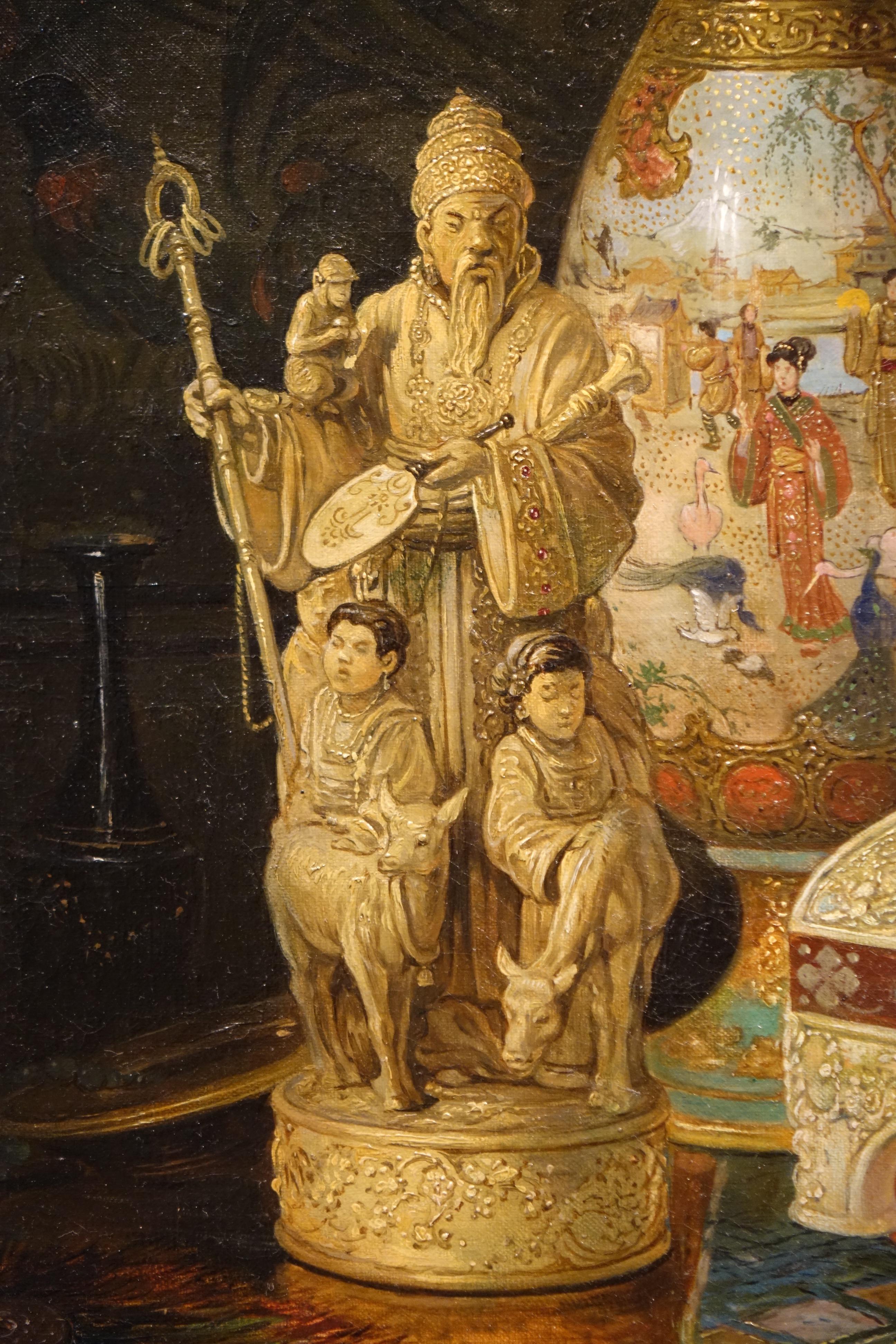 French Painting of a Still Life with Far Eastern Objects, 19th Century European School