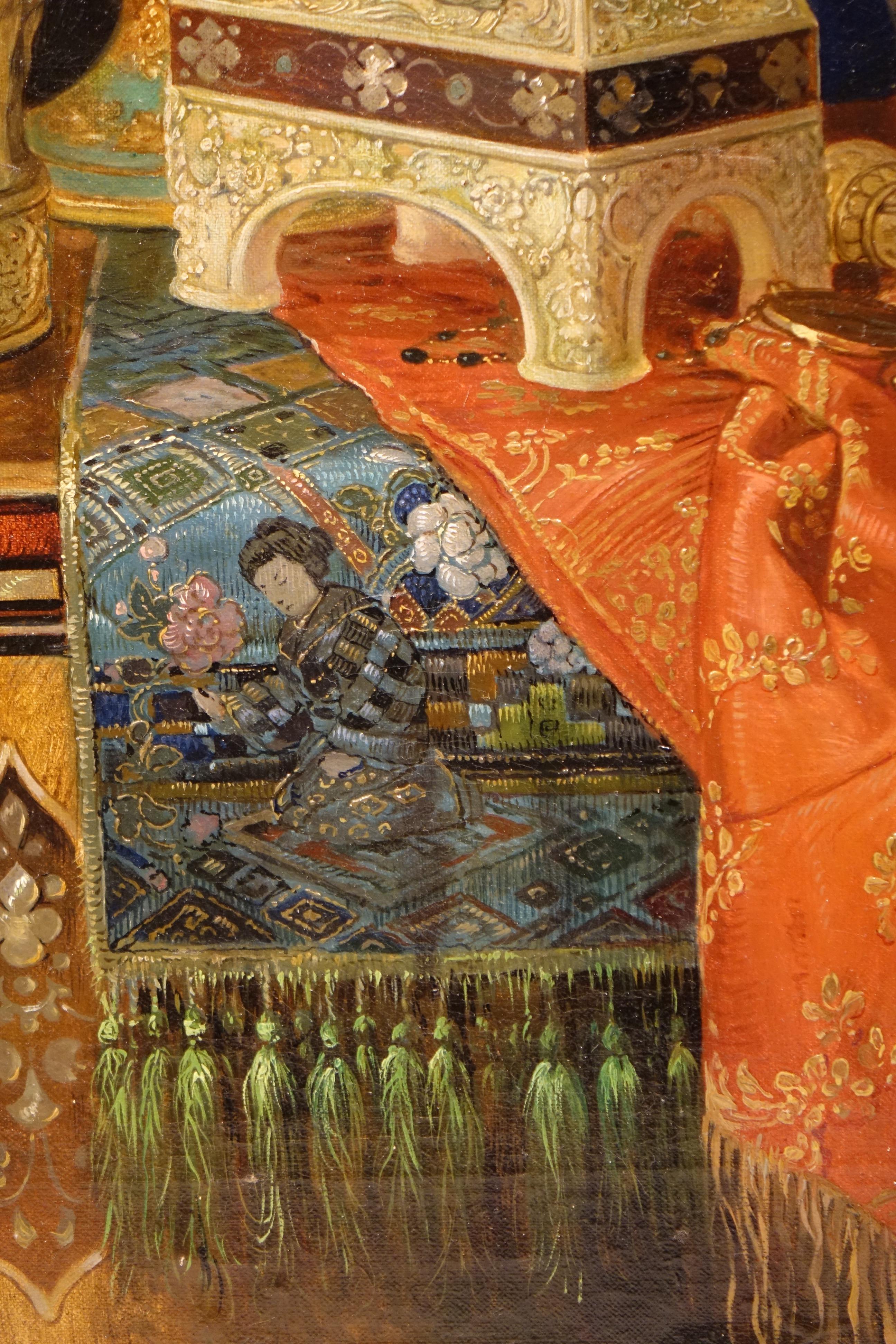 Hand-Painted Painting of a Still Life with Far Eastern Objects, 19th Century European School