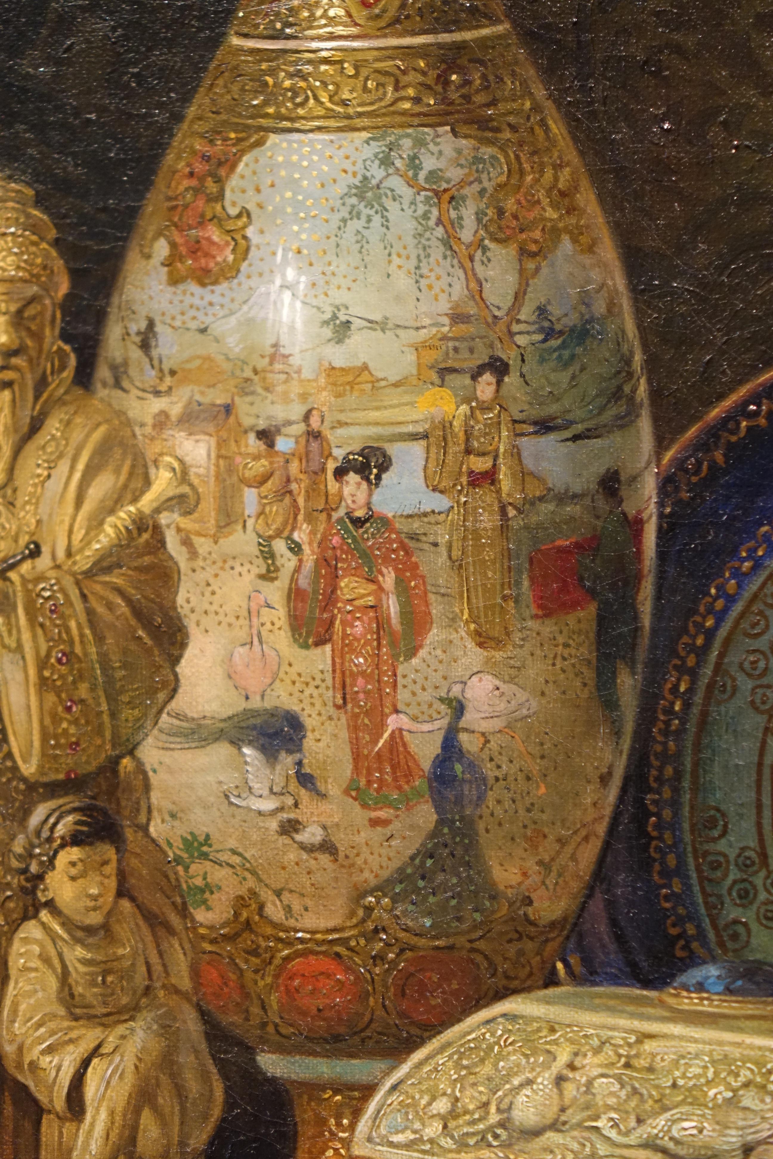 Painting of a Still Life with Far Eastern Objects, 19th Century European School 1