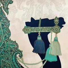 Painting of a Stylized Oriental Camel By Fabbriziani and Calandra Italy 1970s