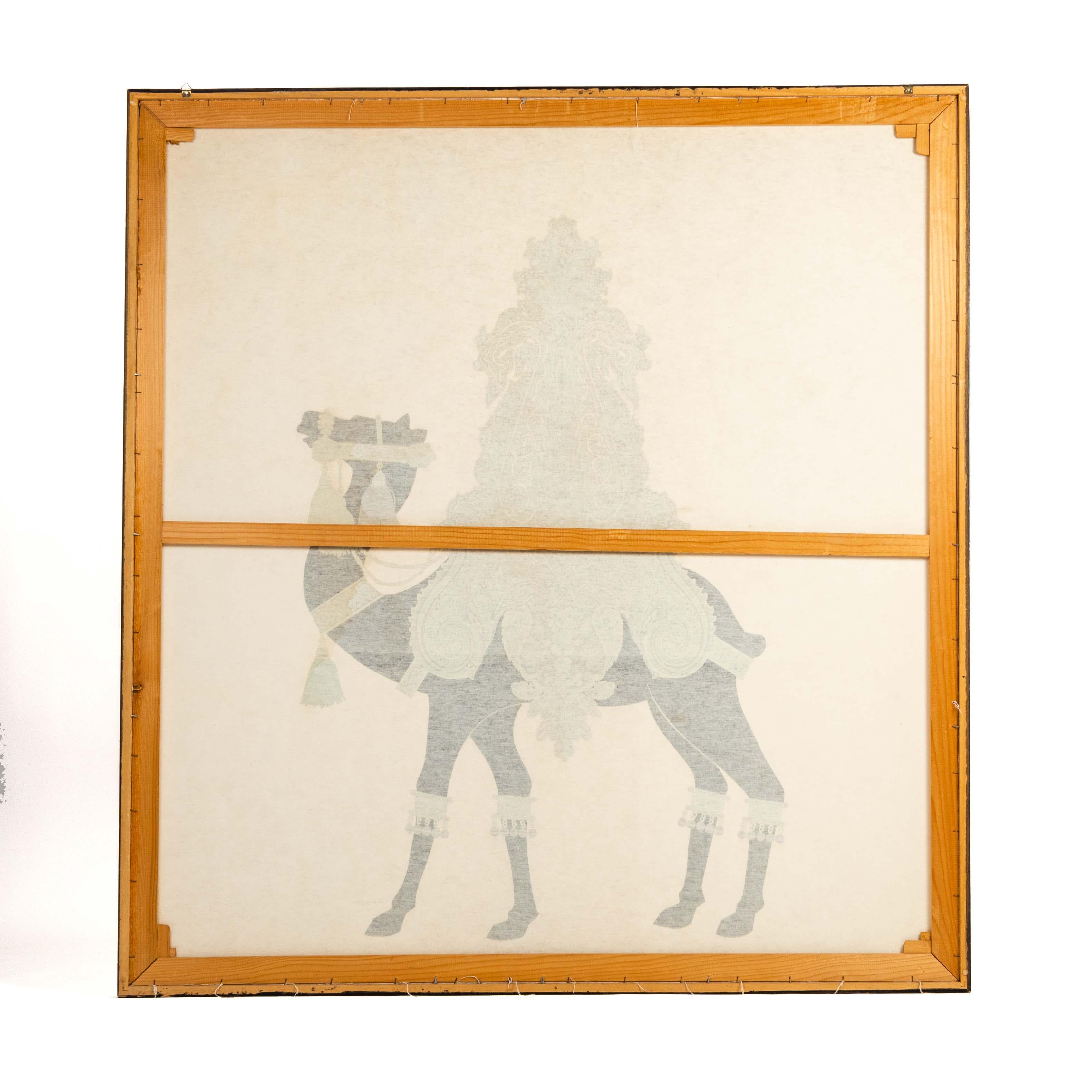 Late 20th Century Painting of a Stylized Oriental Camel By Fabbriziani and Calandra Italy 1970s For Sale